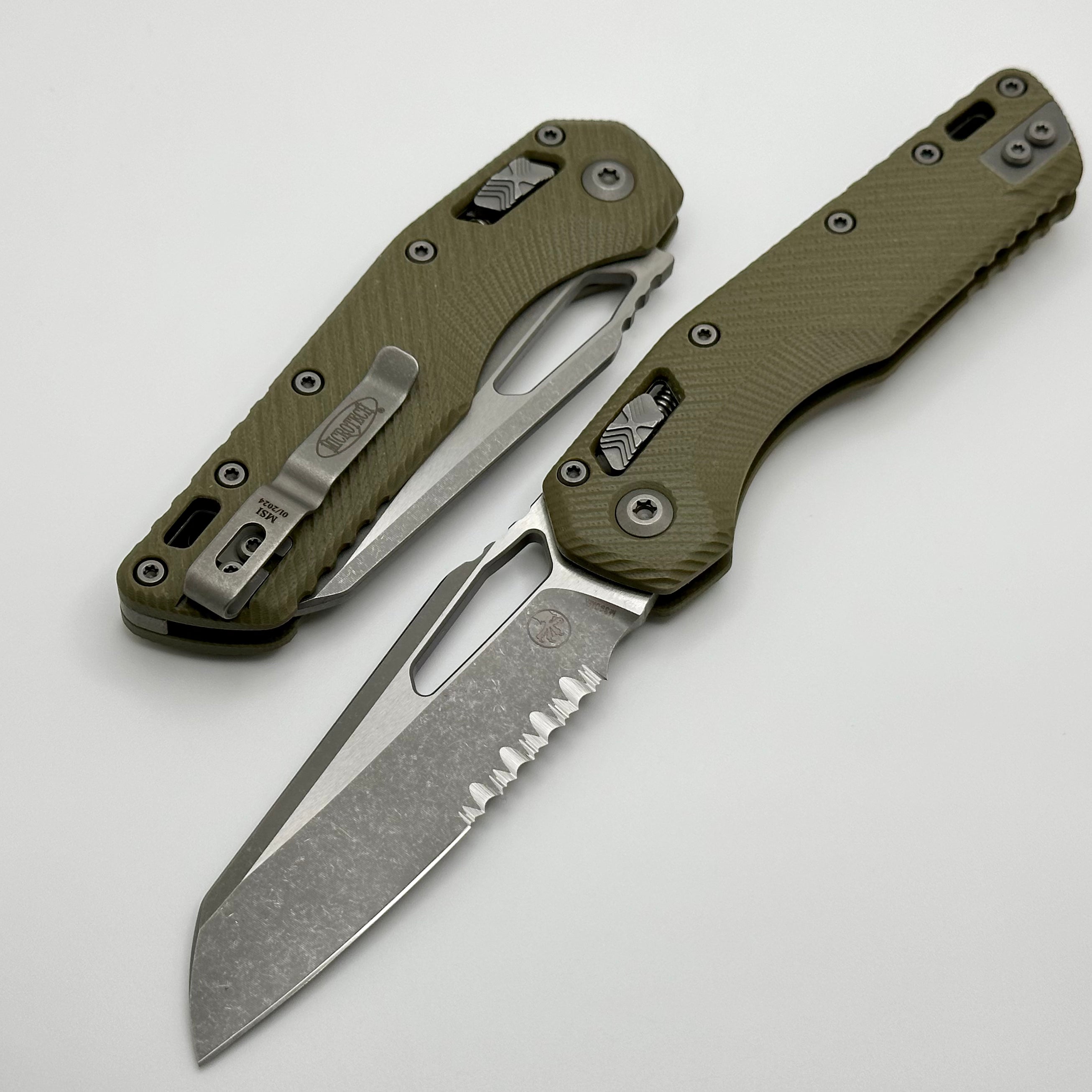 Microtech MSI RAM LOK Folding Knife - Premium OD Green G-10 Handle, Apocalyptic M390MK Blade