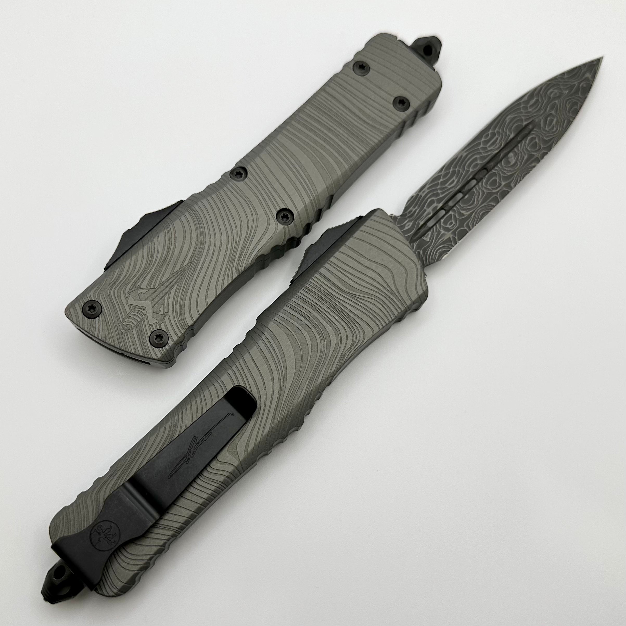 Microtech Combat Troodon Beskar Damascus OTF Knife - Premium Tactical EDC