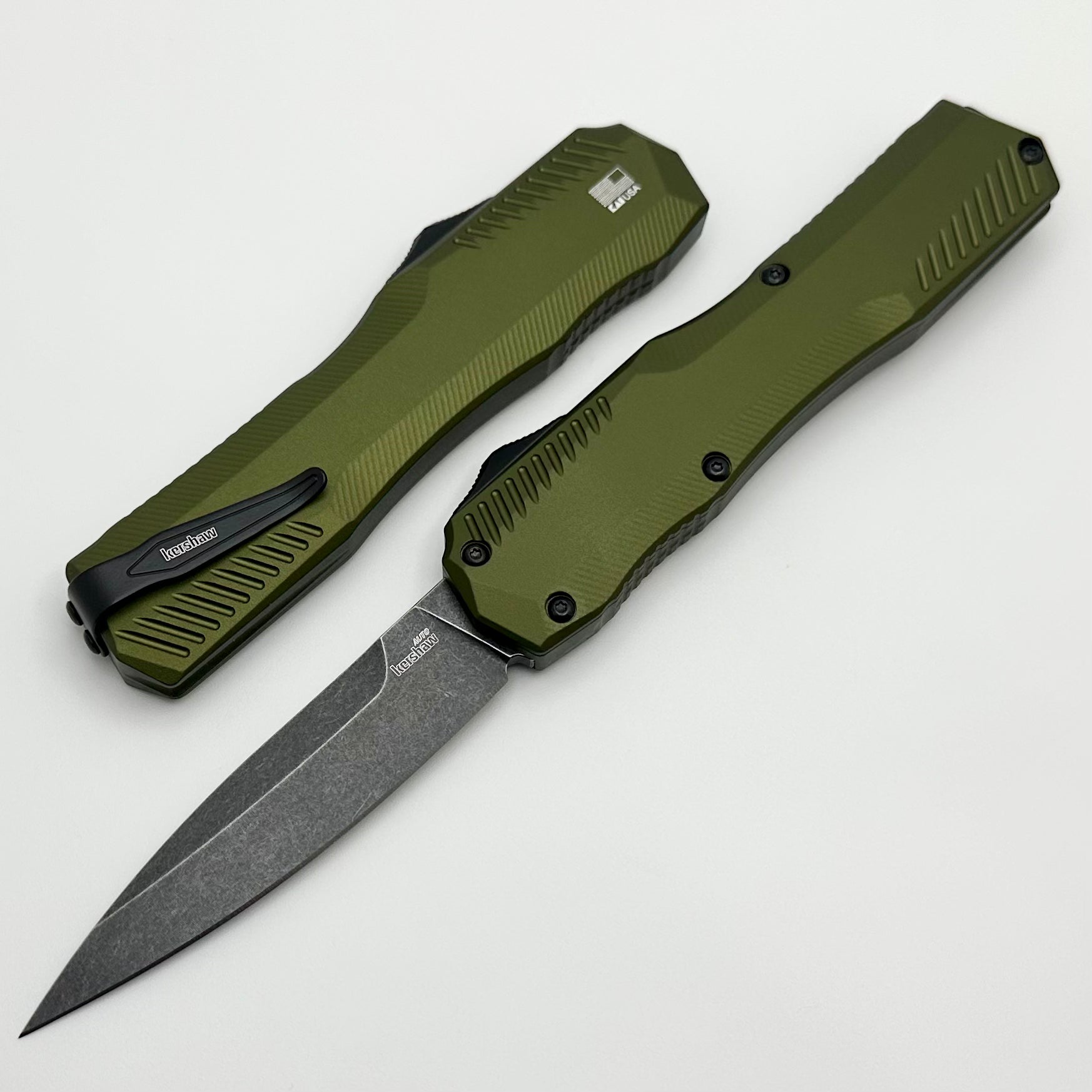 Kershaw Livewire Premium OTF Automatic Knife - Olive Green Aluminum & Blackwash MagnaCut
