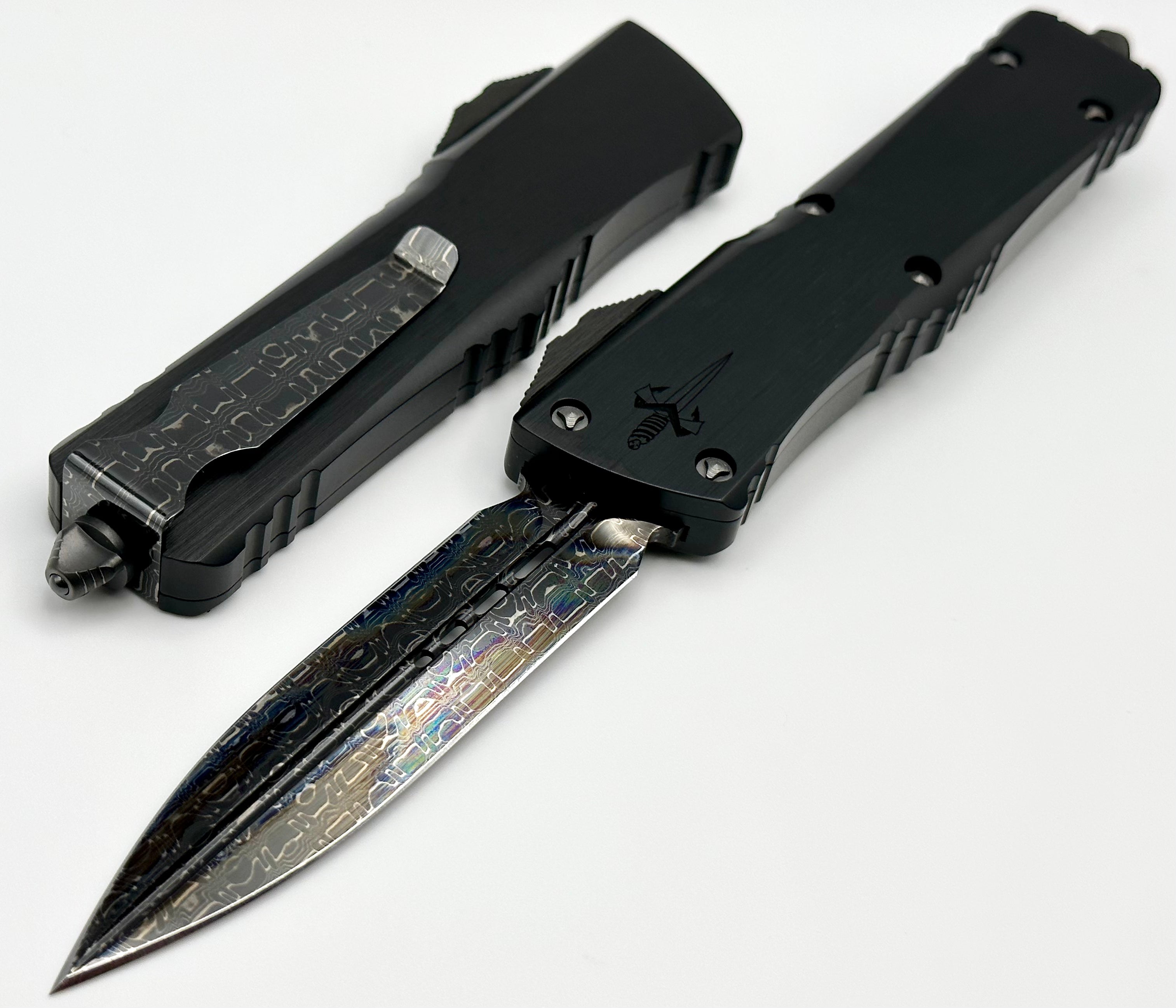 Marfione Custom Knives Ultimate Combat Troodon - Vegas Forge Reptilian Damascus Blade with DLC Hardware