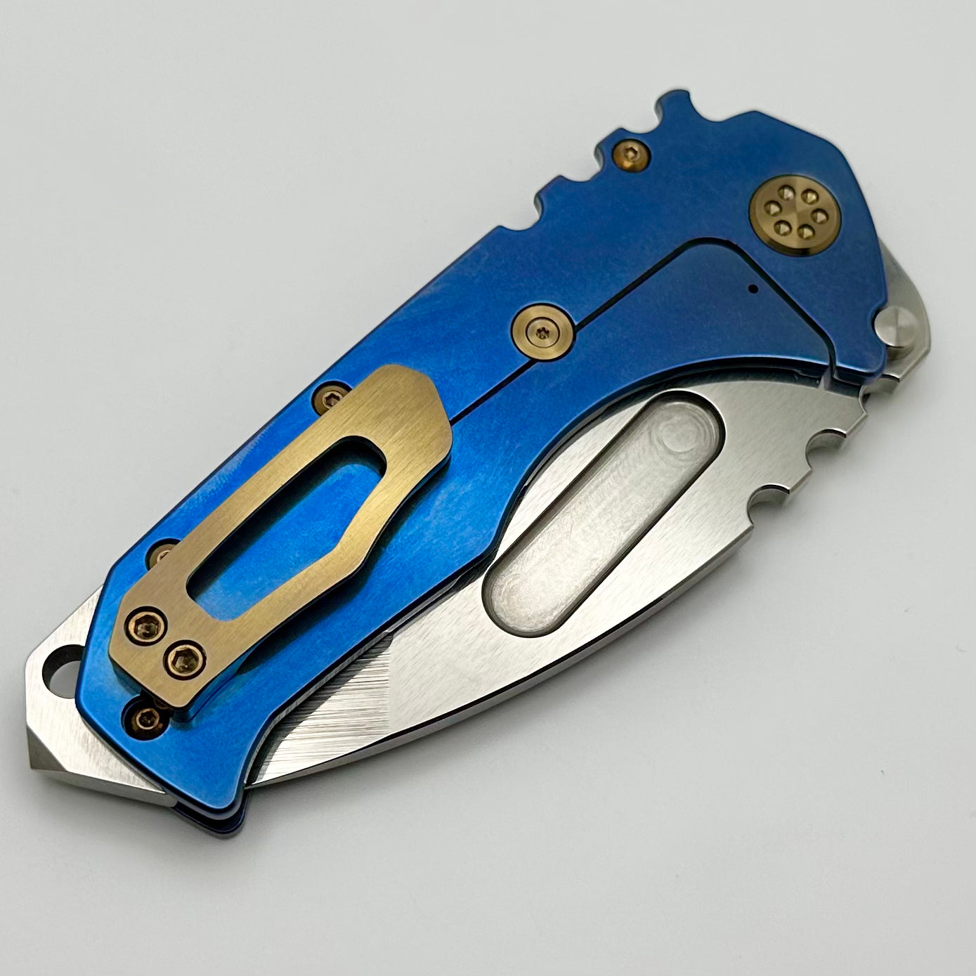 Medford Knife Praetorian T - Premium Tactical Folding Knife with Tumbled S45 Tanto Blade & Flamed/Blue Handles