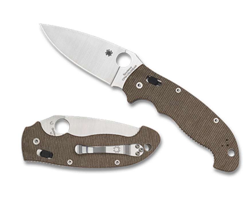 Spyderco Manix 2 XL CruCarta - Premium Brown Canvas Micarta & Cru-Wear Knife