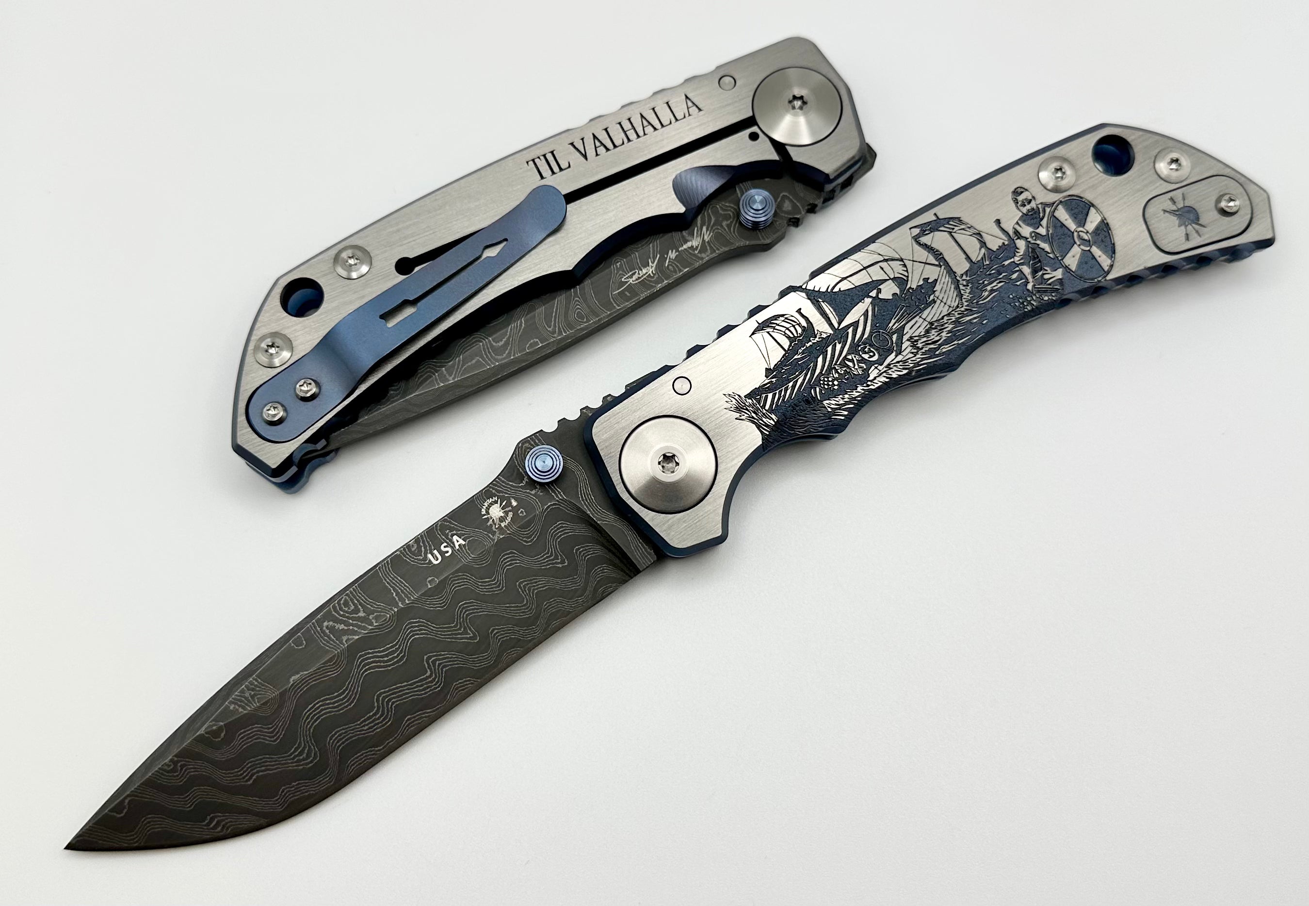 Spartan Blades Harsey Folder 2022 Special Edition Viking Long Boat w/ Premium Damascus Steel