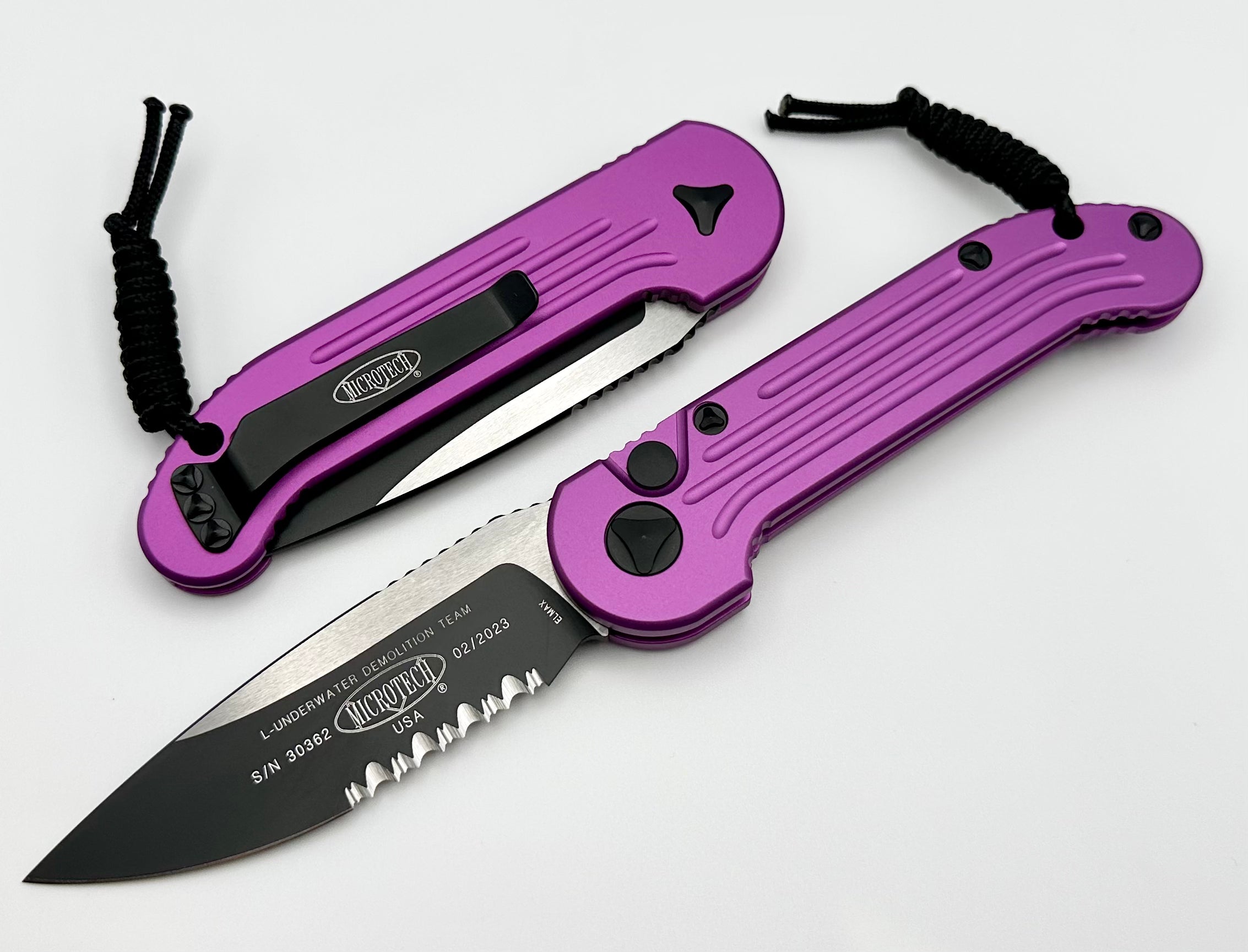 Microtech L.U.D.T Ultimate Tactical Knife - Violet & Black Serrated Edge