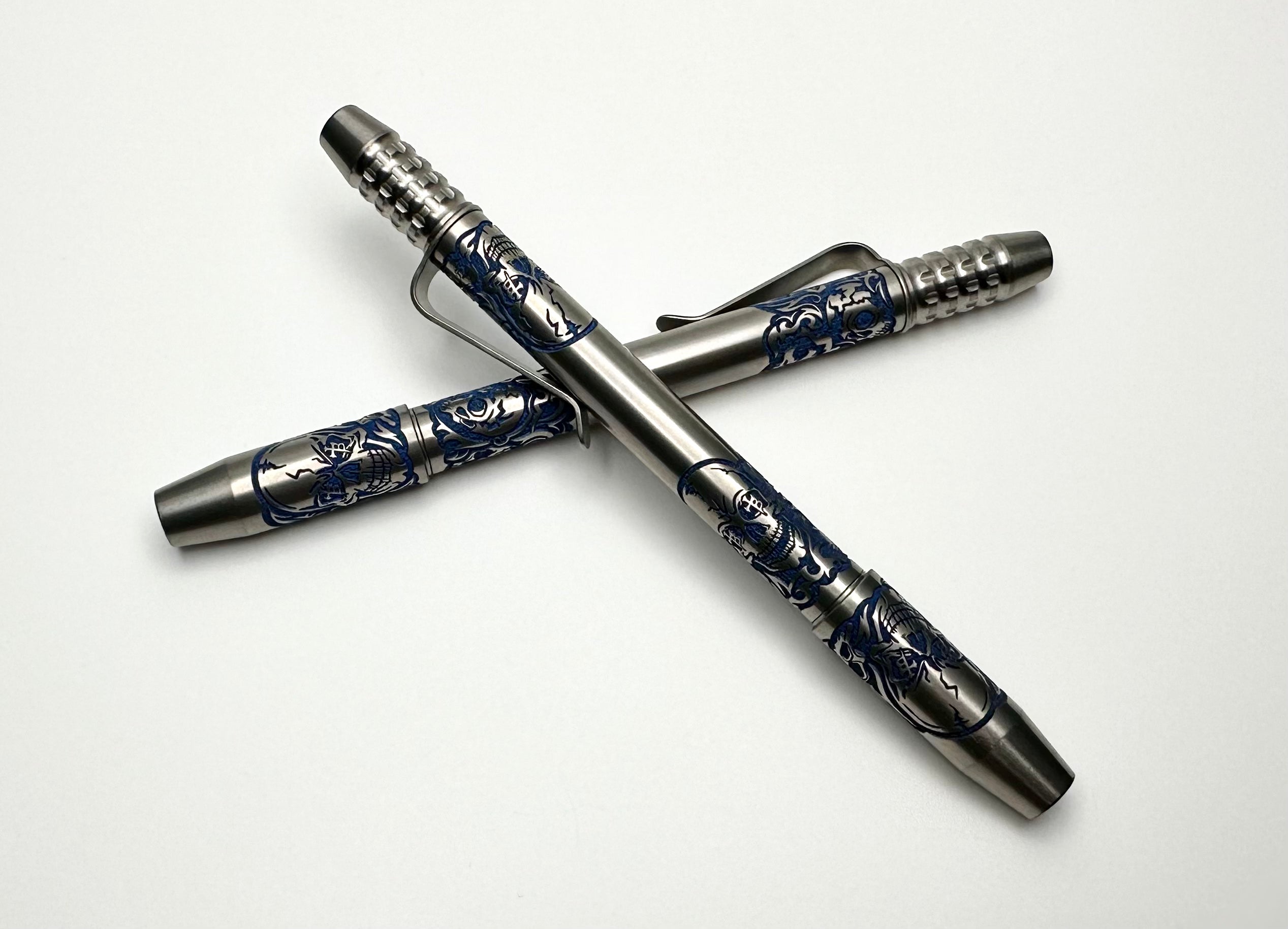 Borka Ti2Design TechLiner Grid Skulls Burnished Shorty 5 Pen - Premium Titanium Writing Tool