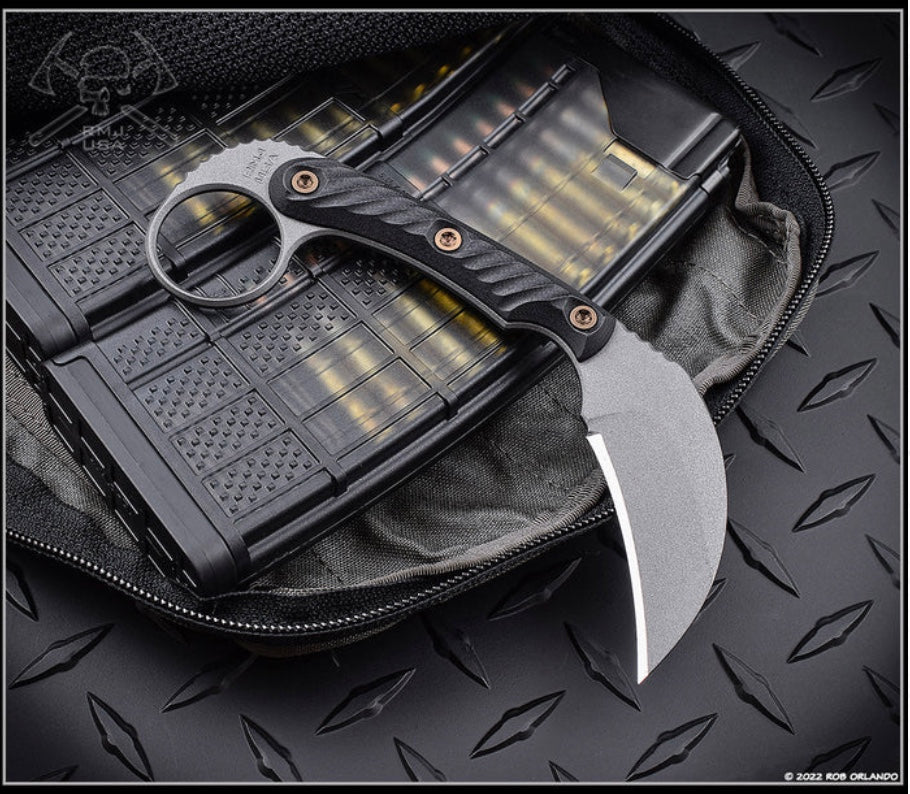 RMJ Tactical Korbin Premium EDC Fixed Blade - Black G-10 & Nitro-V Steel