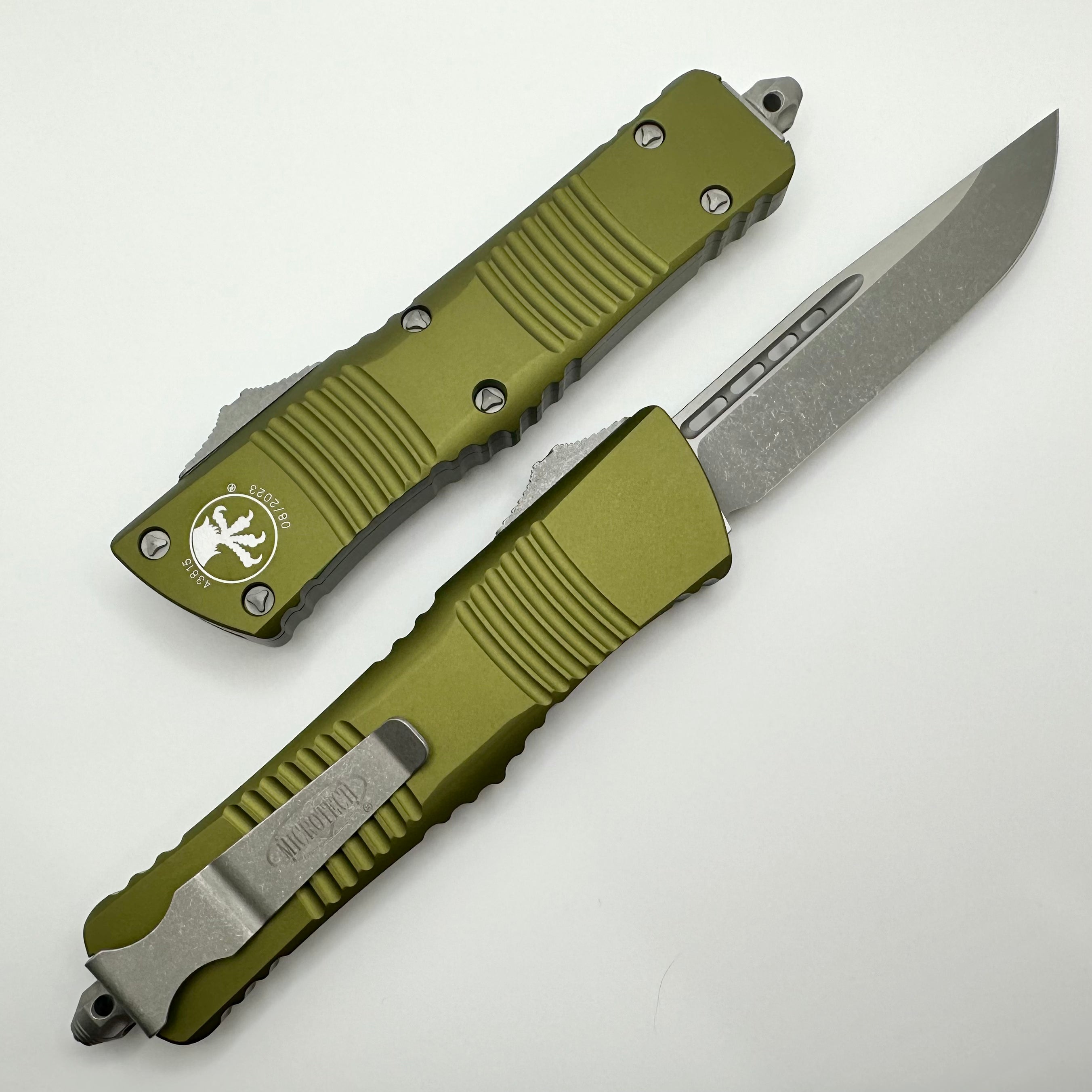 Microtech Combat Troodon Premium Automatic OTF Knife - Apocalyptic Finish & OD Green