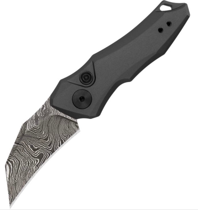 Kershaw Launch 10 Premium Damascus Hawkbill Knife with Gray Aluminum Handle