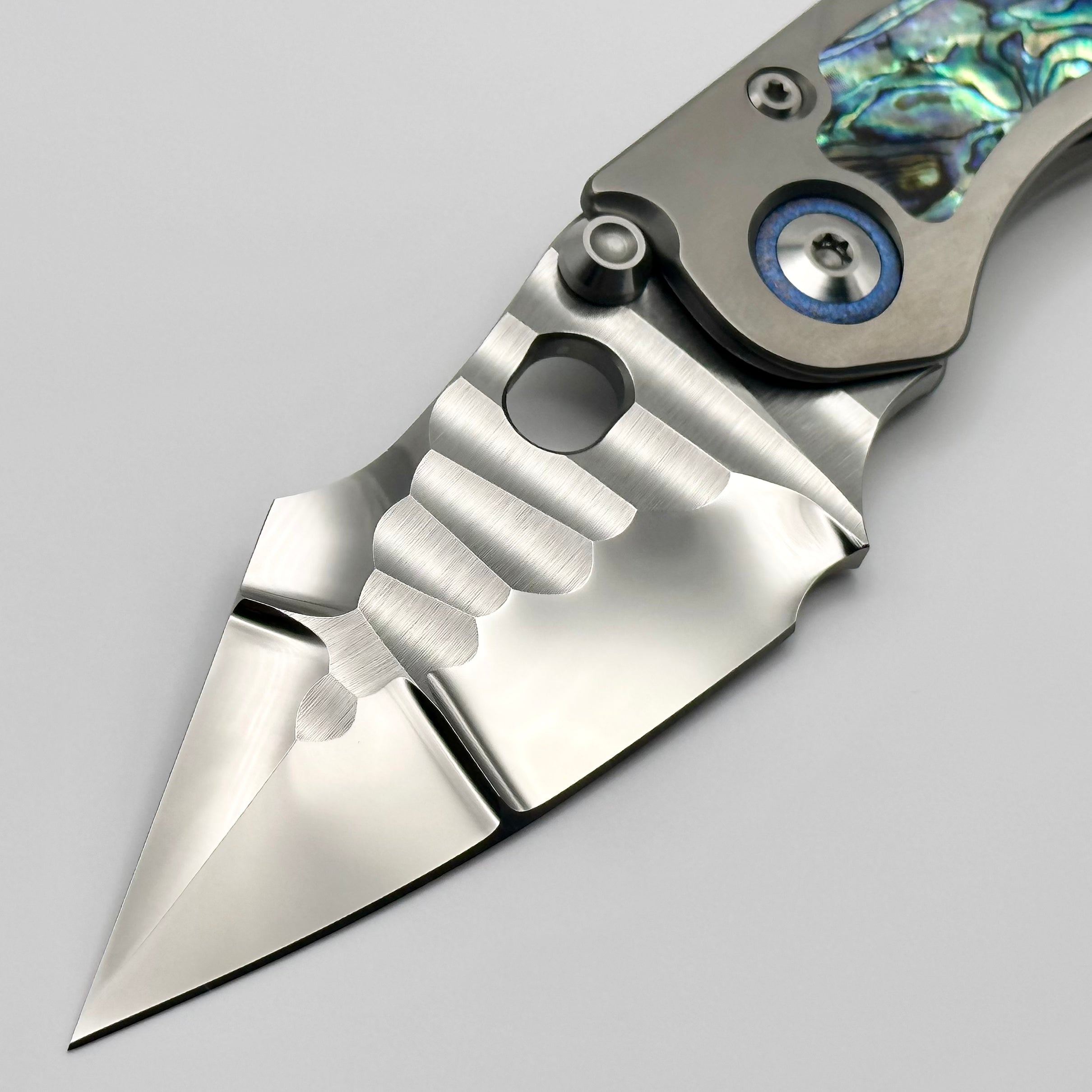 Marfione & Borka Stitch Knife - Premium Diamond Wash & Abalone Inlay Titanium Handle