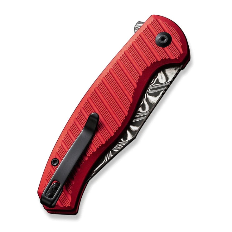 Civivi Stormhowl Premium Damascus Folding Knife with Red Aluminum Handles