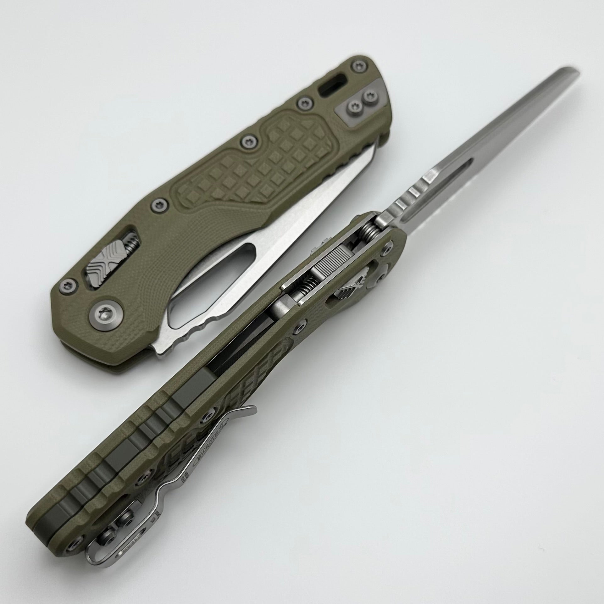 Microtech MSI Lawnman RAM LOK Premium Tactical Knife - OD Green G-10 & Serrated M390MK Blade