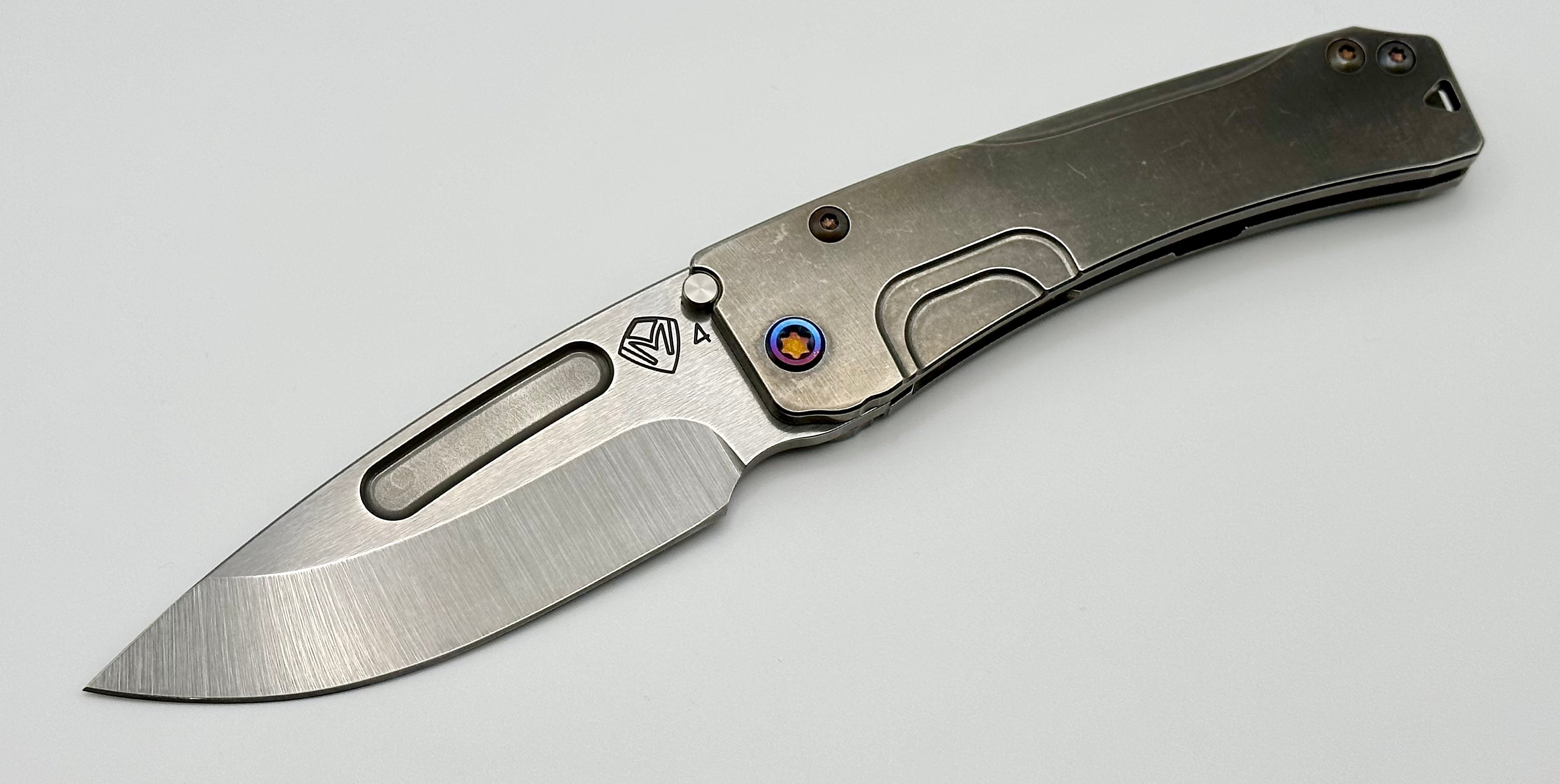 Medford Slim Midi S45 Drop Point Knife - Premium Tumbled Finish with Flamed Hardware