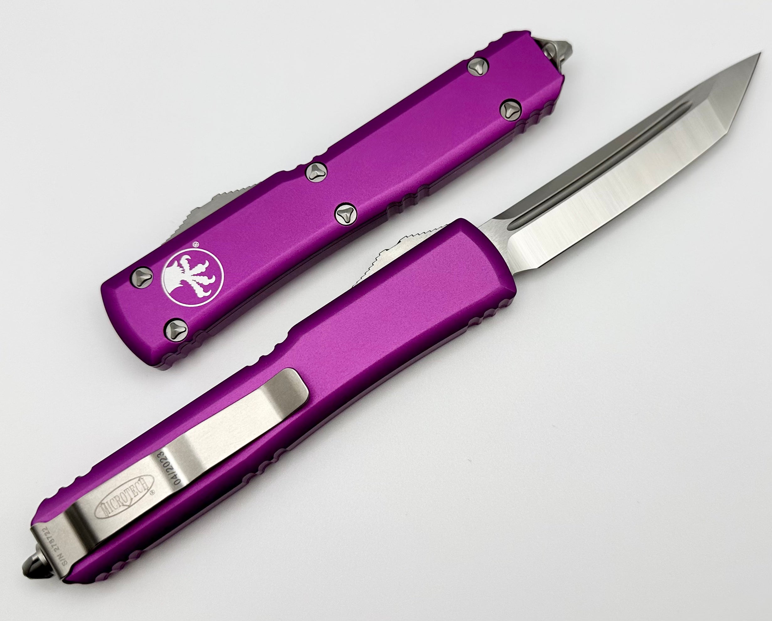 Microtech Ultratech Tanto Satin Standard & Violet 123-4VI - Premium OTF Knife