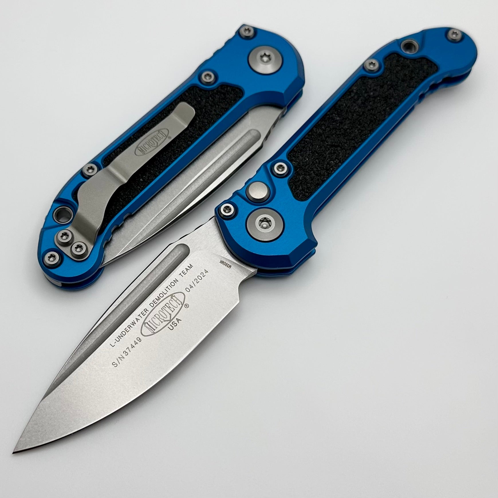 Premium Microtech LUDT Gen III Tactical Knife - Blue Aluminum Handle