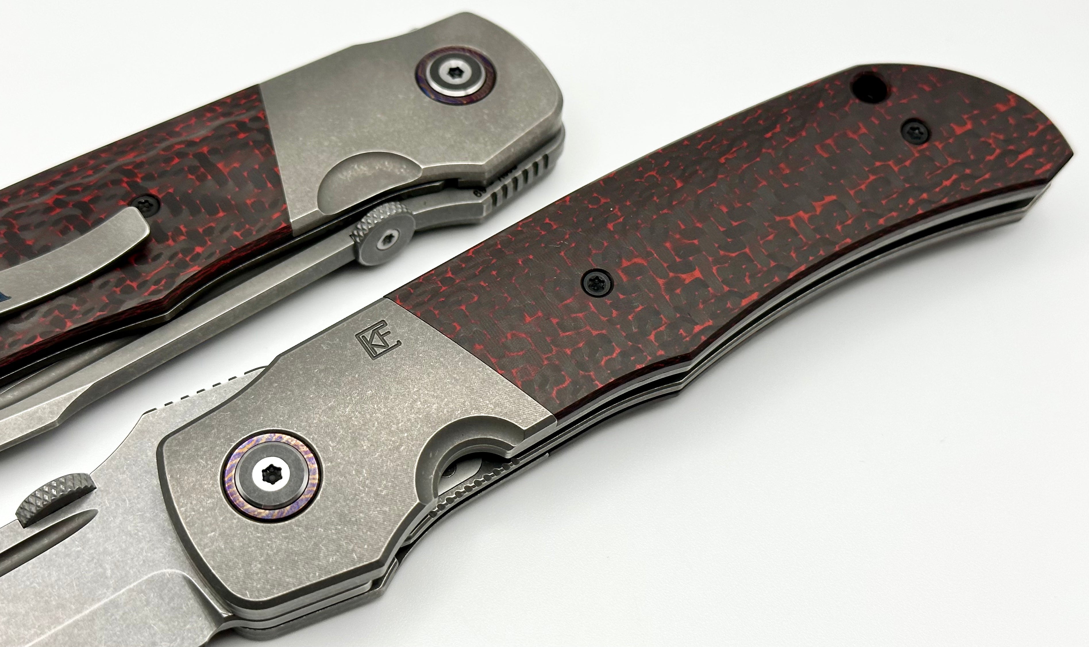 Premium Custom Knife Factory Eagle Rock - Red Carbon Fiber & S90V Blade