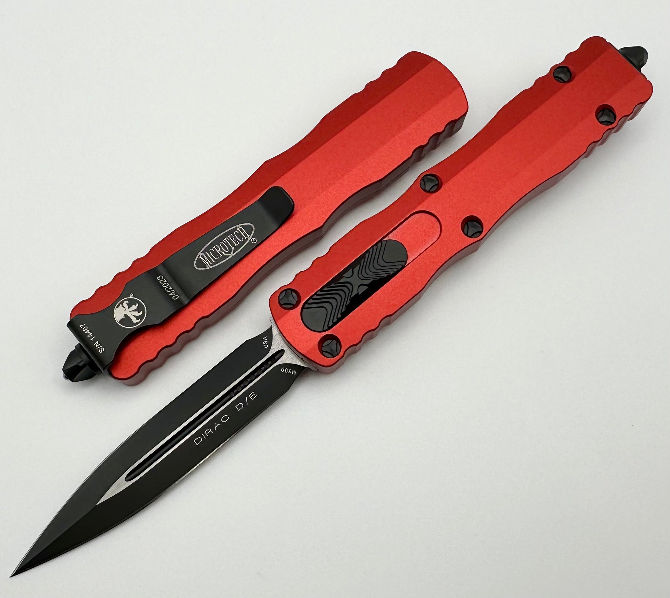 Microtech Dirac Double Edge Premium Tactical Knife - Black & Red