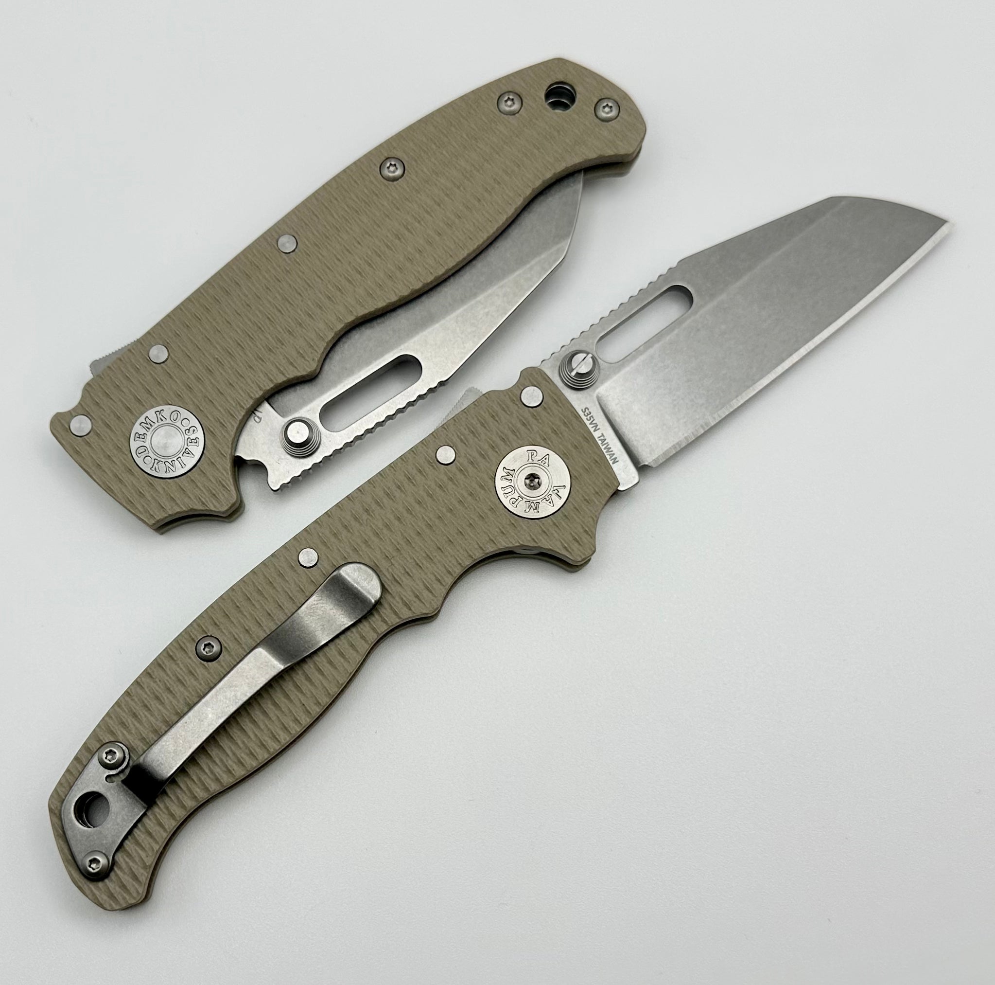 Demko AD20.5 Ultimate EDC Knife - S35VN Shark Foot Blade & Coyote Tan G-10 Handle