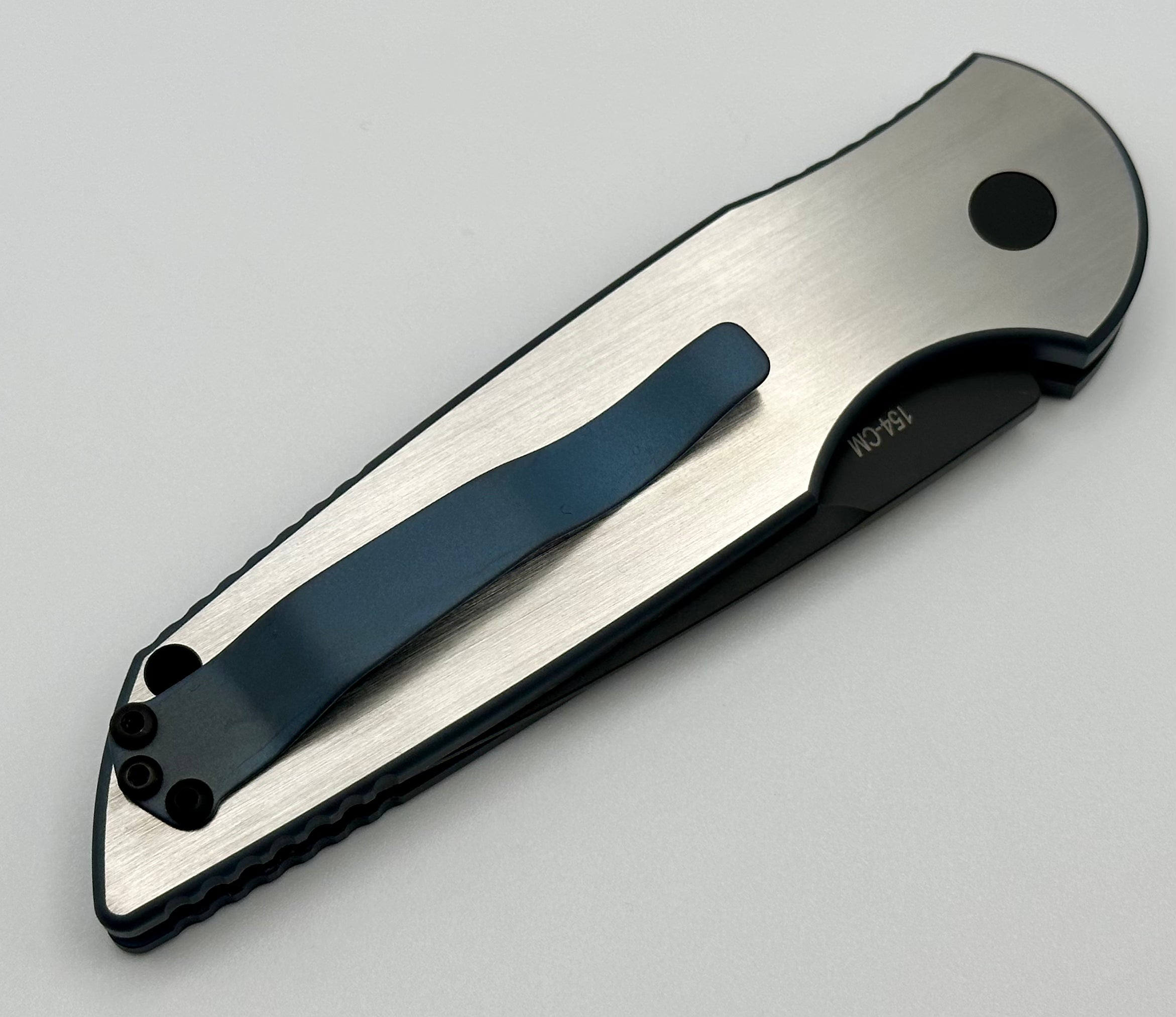 Ultimate Pro-Tech TR-3 Custom Titanium Knife - Two Tone Matte Gray/Blue w/ DLC Blade