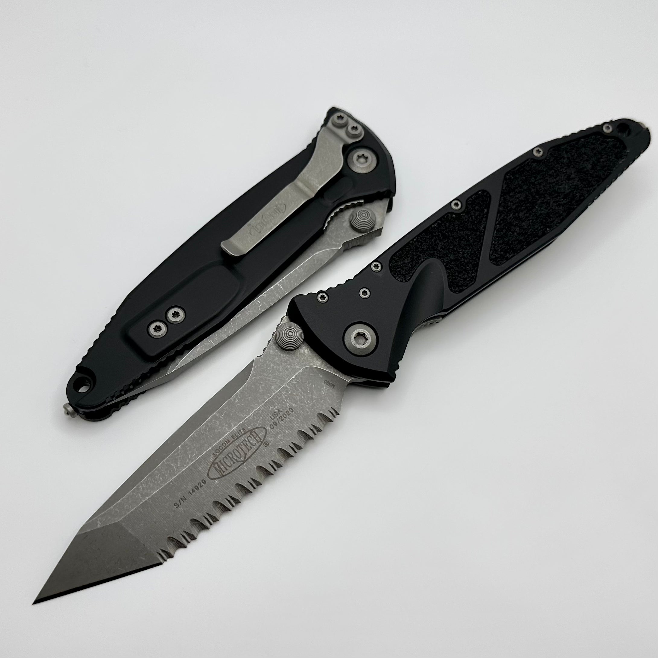 Microtech Socom Elite Ultimate Tactical Knife - Black Apocalyptic Tanto Edge