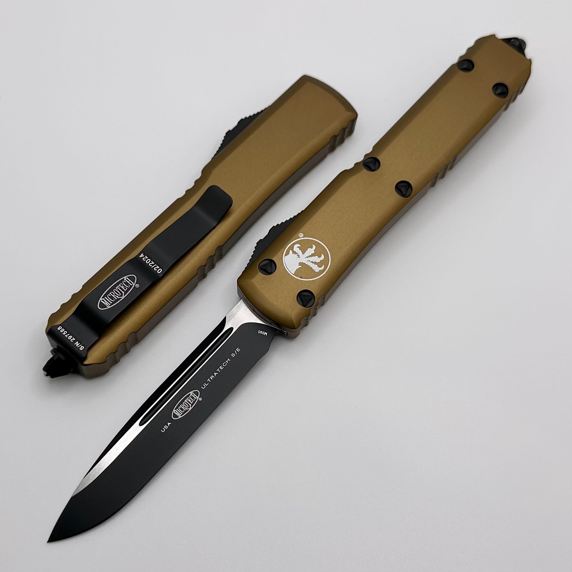 Microtech Ultratech Premium Single Edge Tactical Knife - Black & Tan