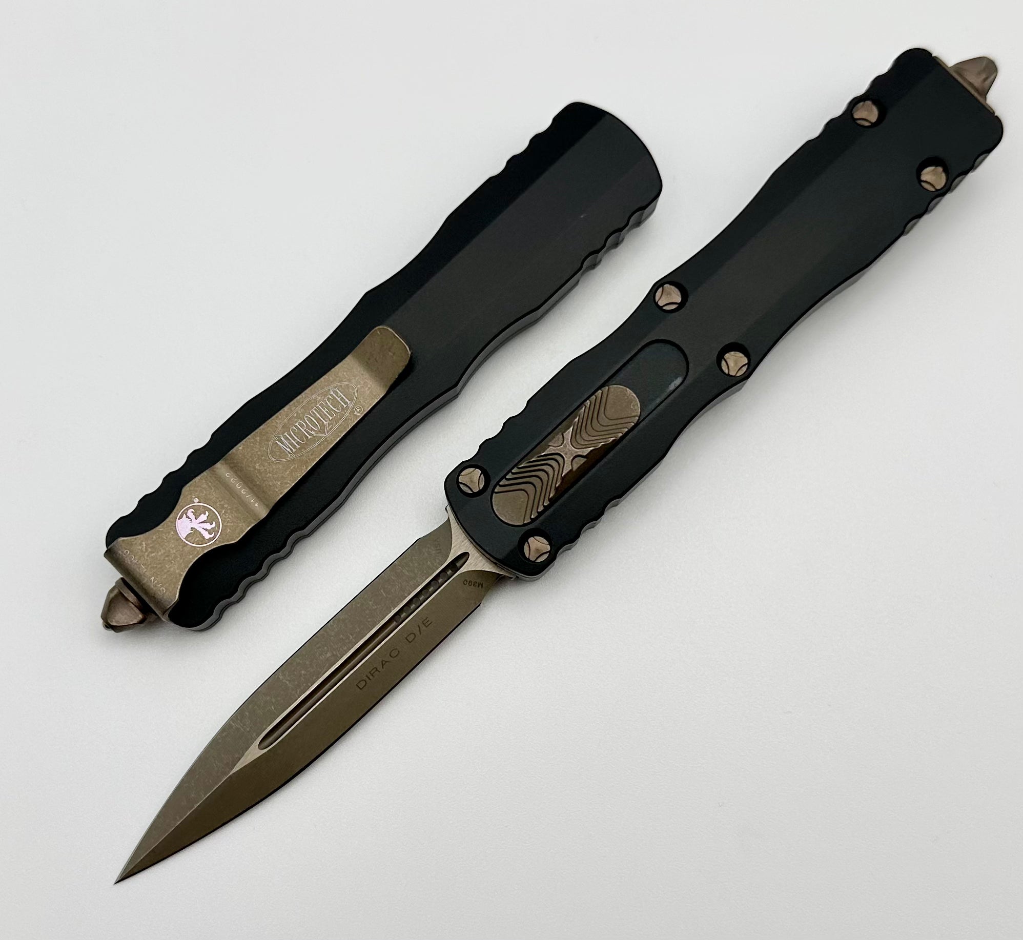 Premium Microtech Dirac Double Edge Knife - Apocalyptic Bronze Finish