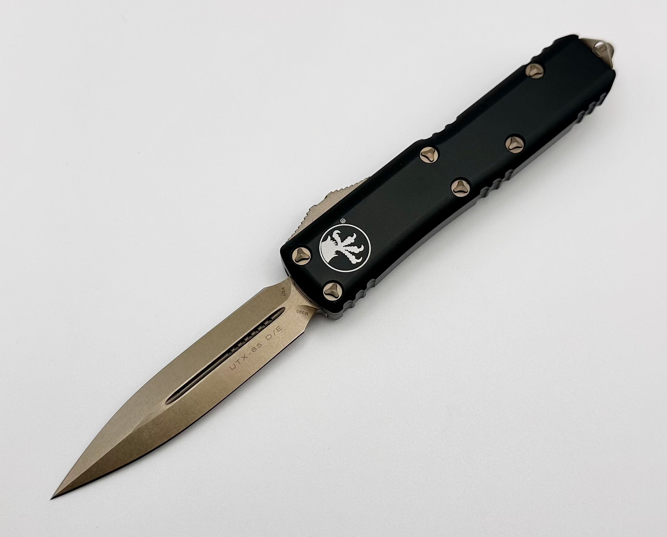 Microtech UTX-85 Premium EDC Knife - Black & Bronze Double Edge