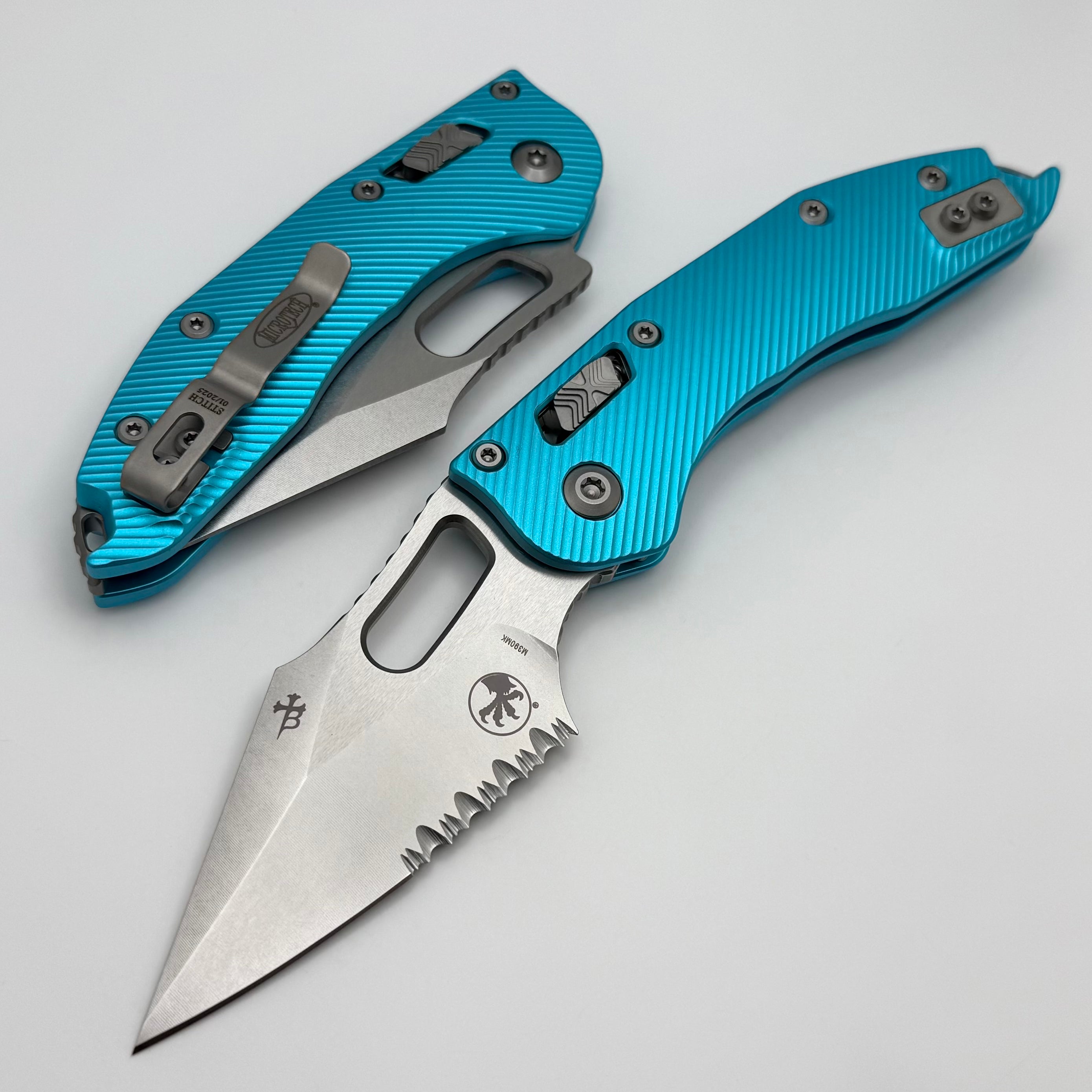 Microtech Stitch RAM LOK: Premium Manual Folding Knife with Turquoise Aluminum Handle