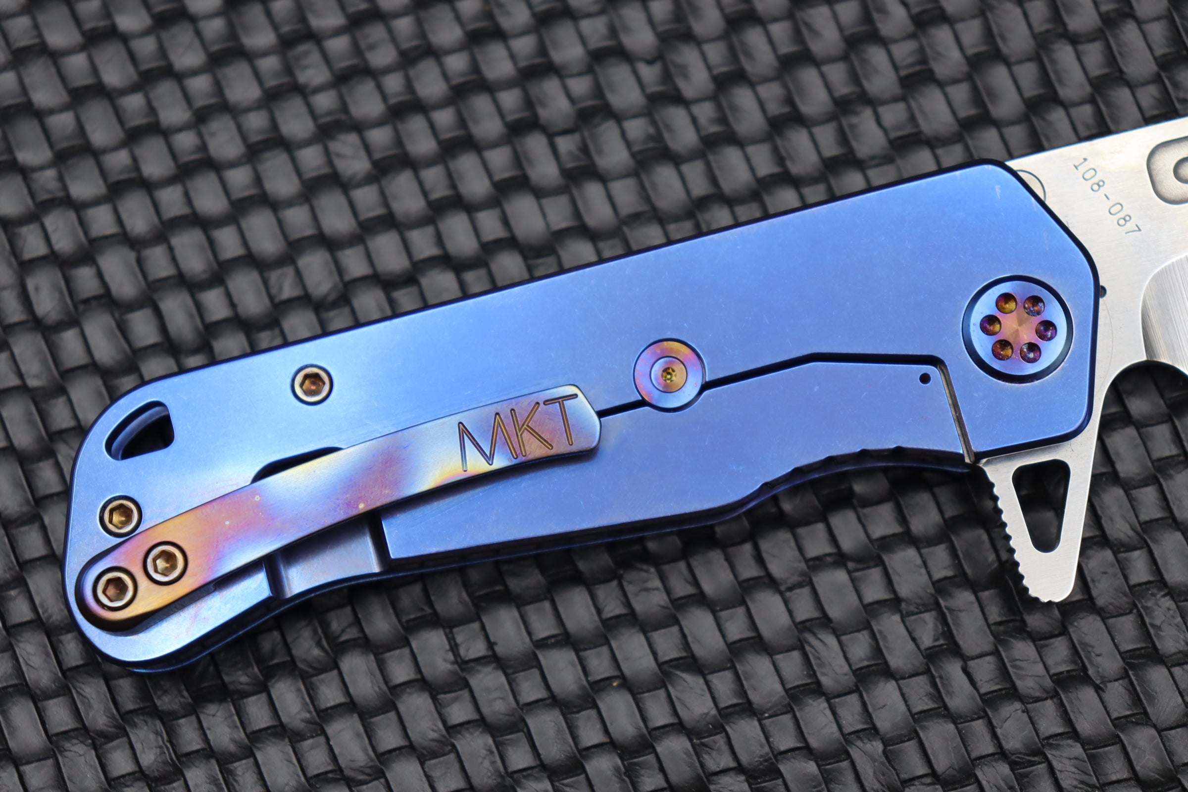 Medford Proxima EDC Knife - Premium S35VN Blade with Blue Handles & Flamed Hardware