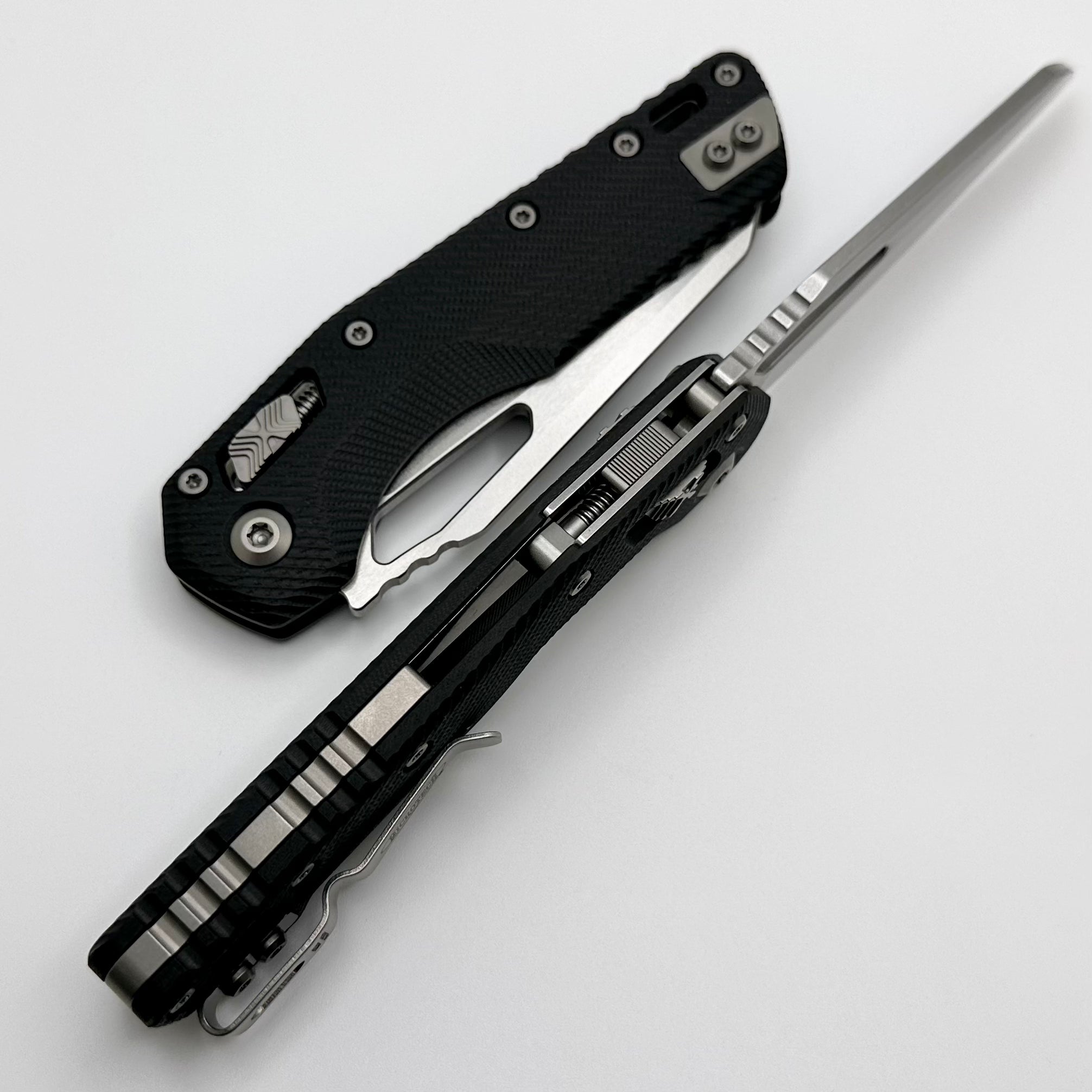 Microtech MSI RAM LOK Premium Folding Knife - Black Fluted G-10 & Stonewash M390MK