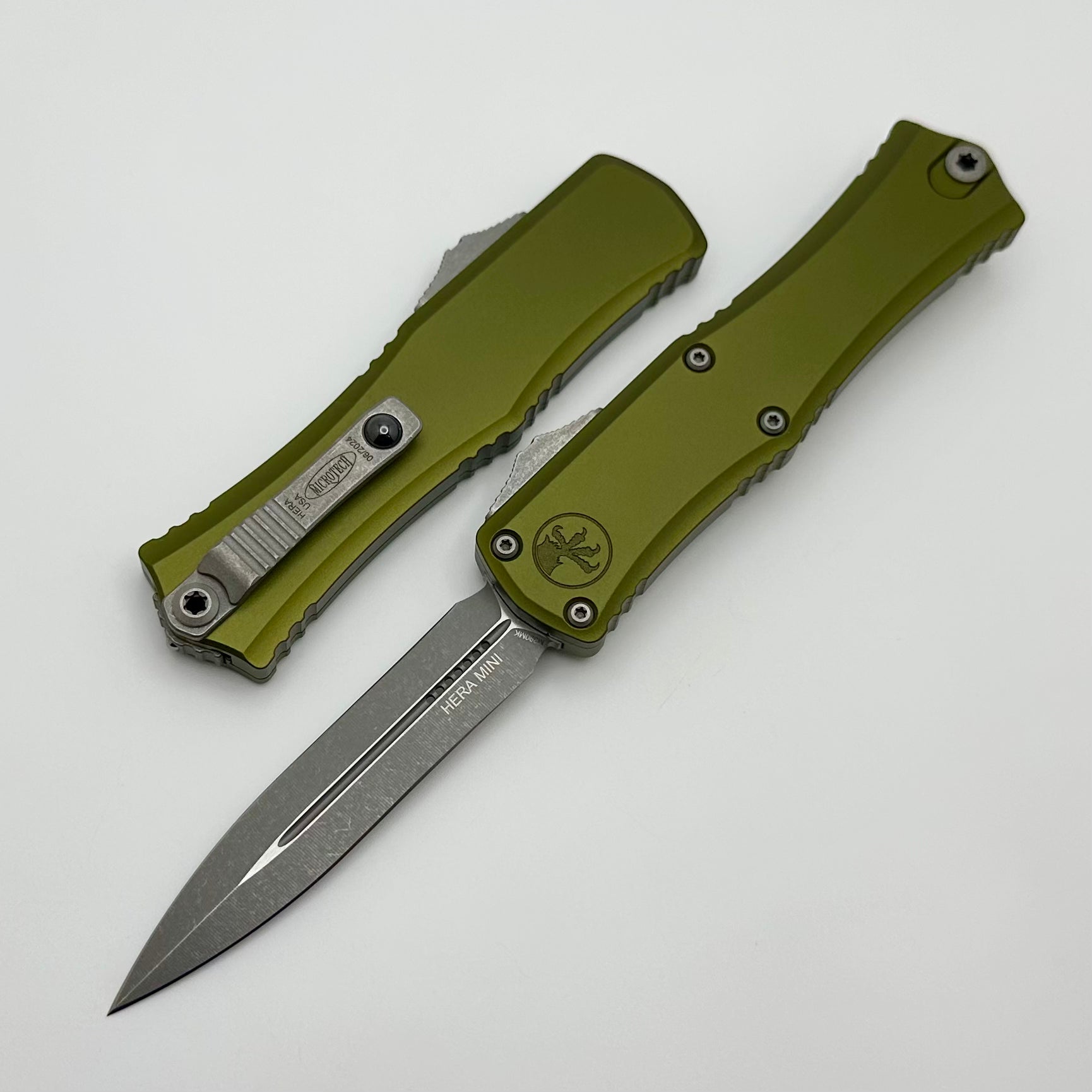 Premium Microtech Mini Hera Apocalyptic OTF Knife - M390MK Blade, OD Green Handle