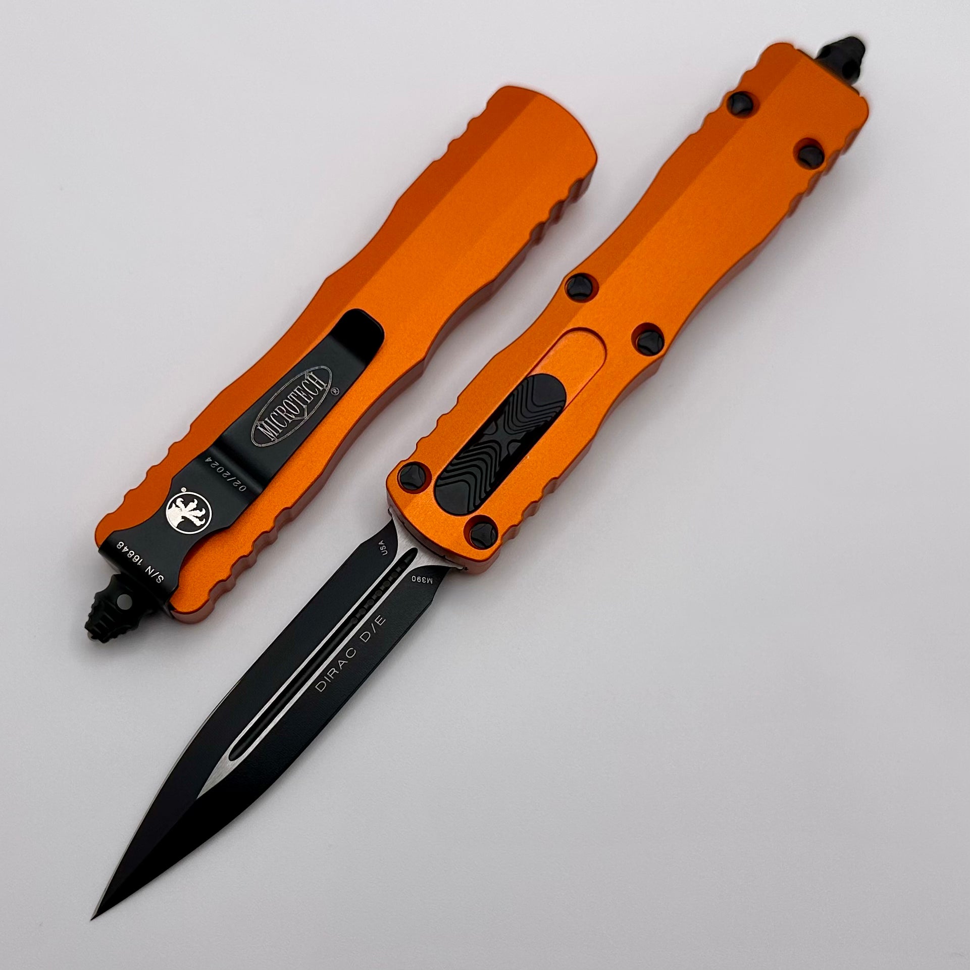 Microtech Dirac Double Edge Tactical Knife - Black & Orange