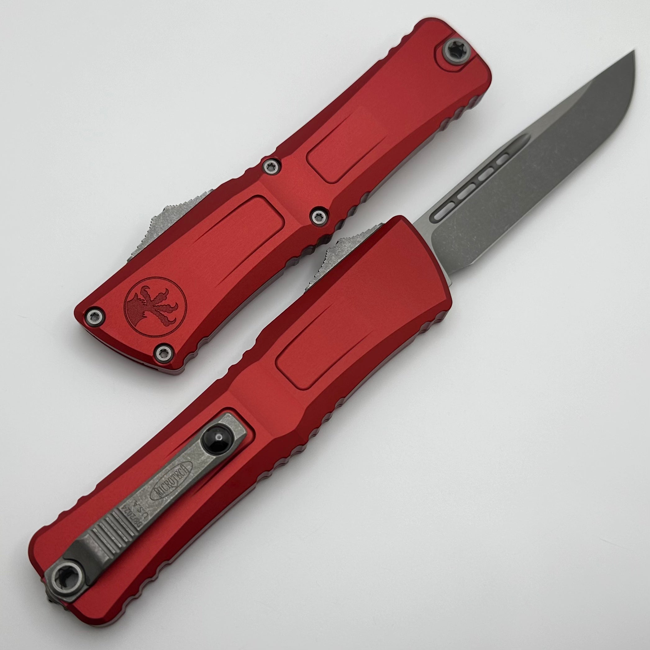 Microtech Premium Combat Troodon Gen III Apocalyptic Knife - Red Handle, Ultimate OTF Blade