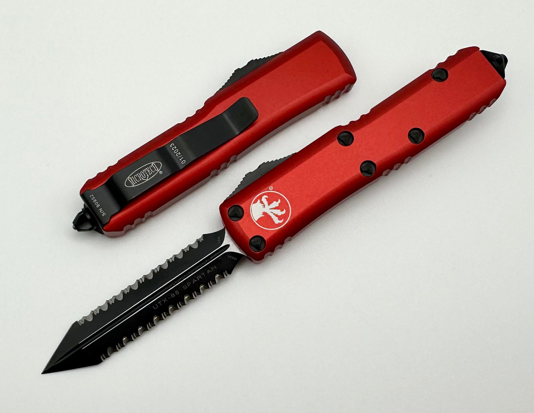 Microtech UTX-85 Spartan Black Tactical Knife with Red Accents - Premium EDC Choice