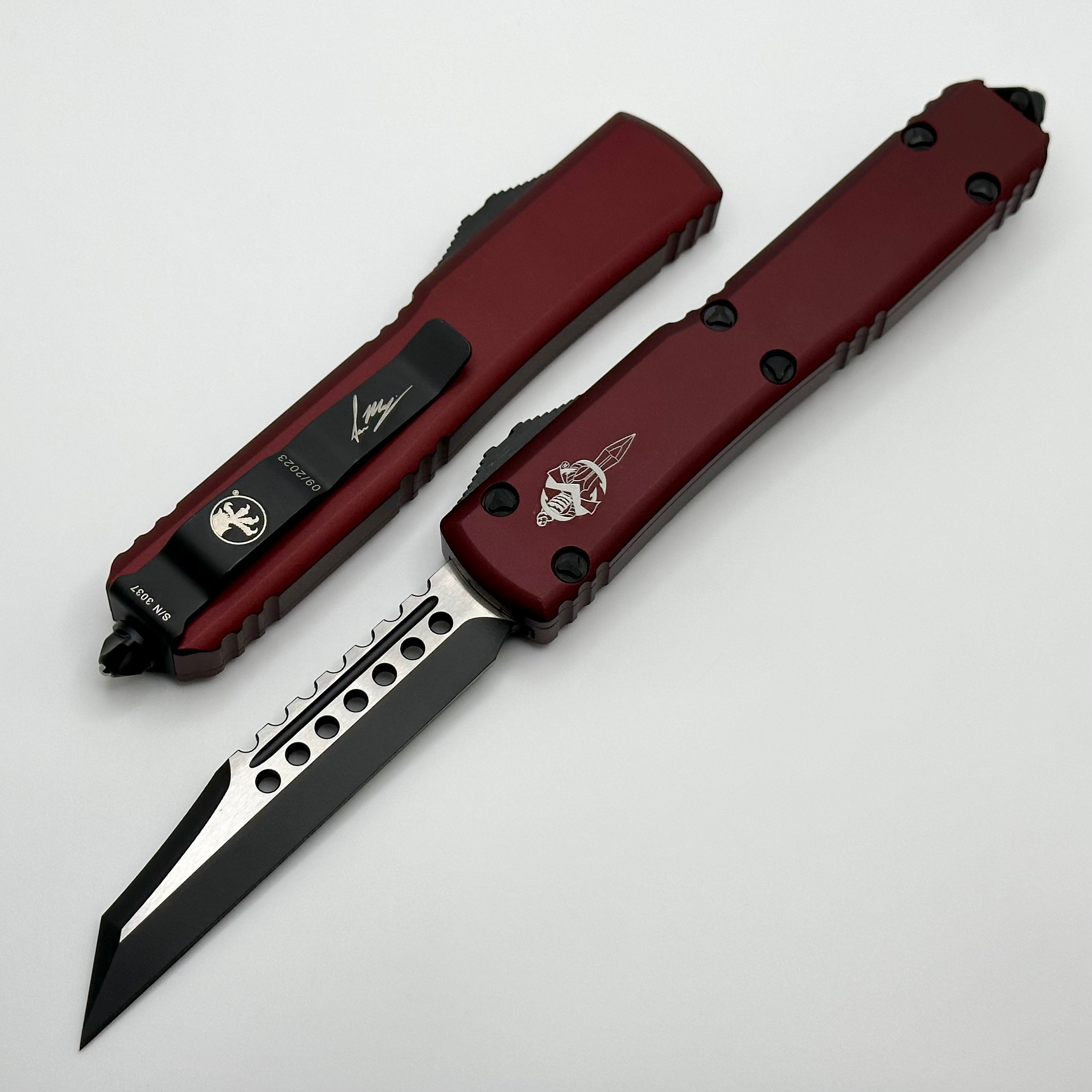 Premium Microtech Ultratech Warhound Merlot Signature Series Knife - Ultimate OTF Performance