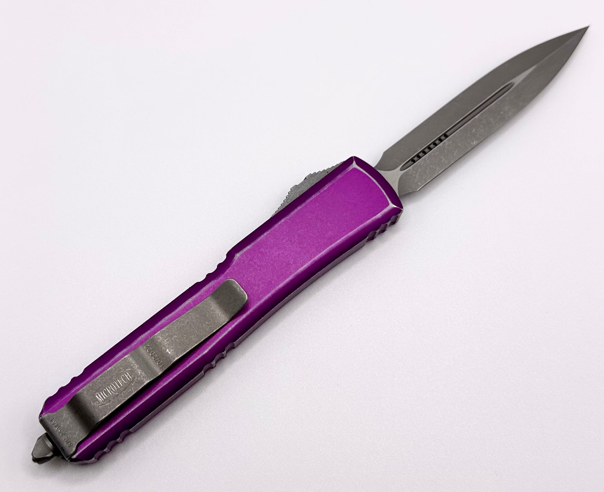 Microtech Ultratech Premium Double Edge Knife - Distressed Violet Edition