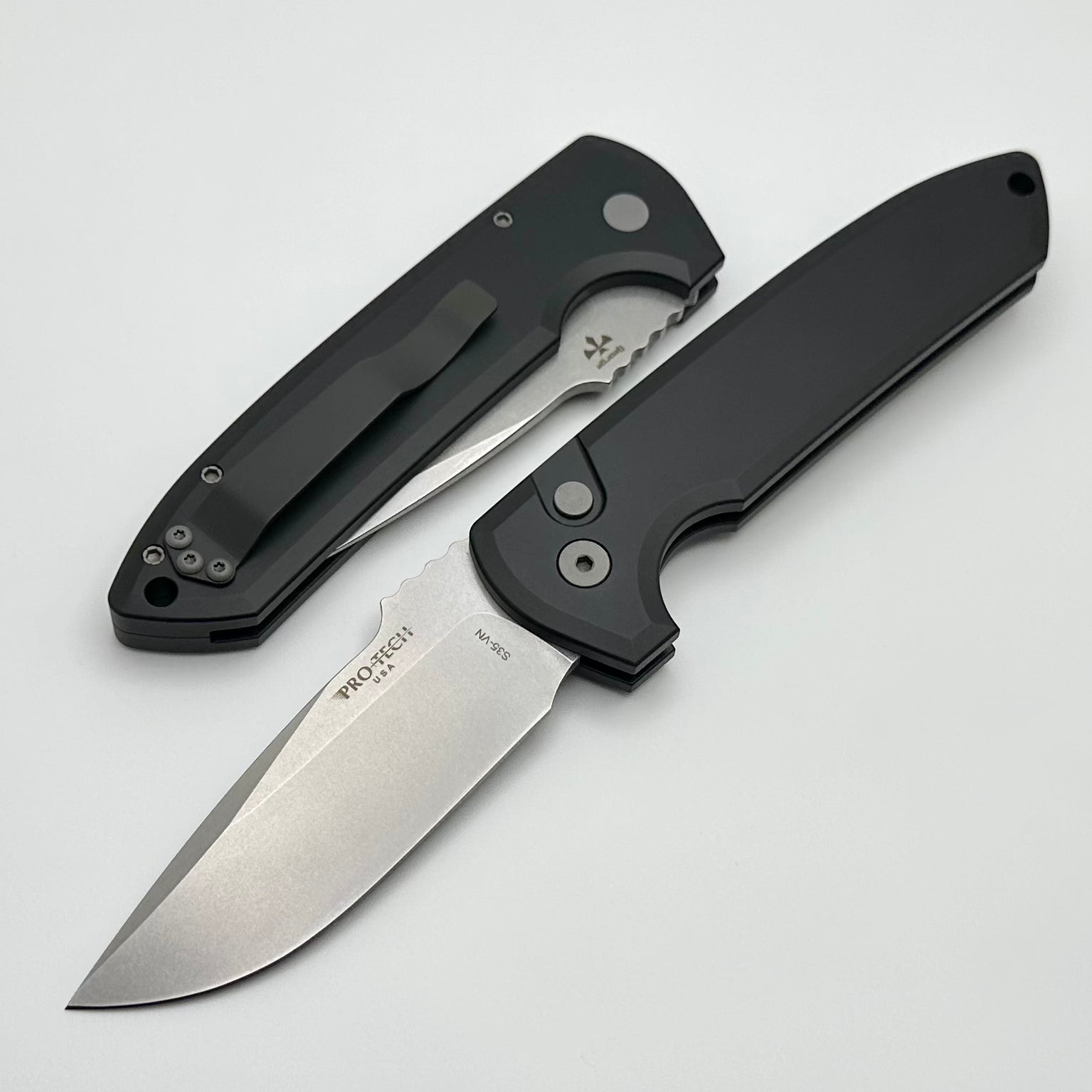 Pro-Tech Les George Rockeye Premium EDC Knife - Black Handle & Stonewash CPM-S35VN