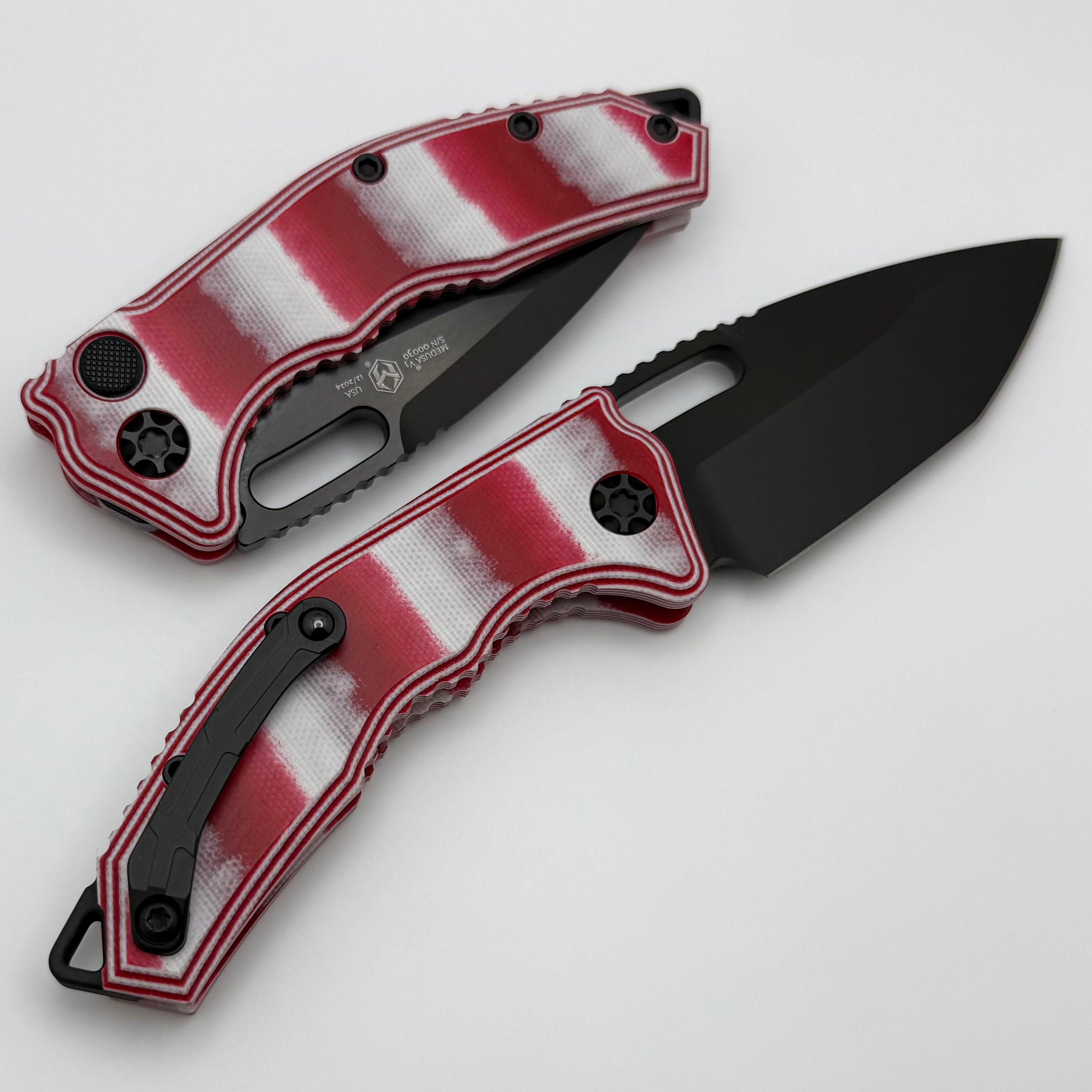 Premium Heretic Knives Medusa: Ultimate Tanto MagnaCut Blade with Candy Cane G-10 Handles