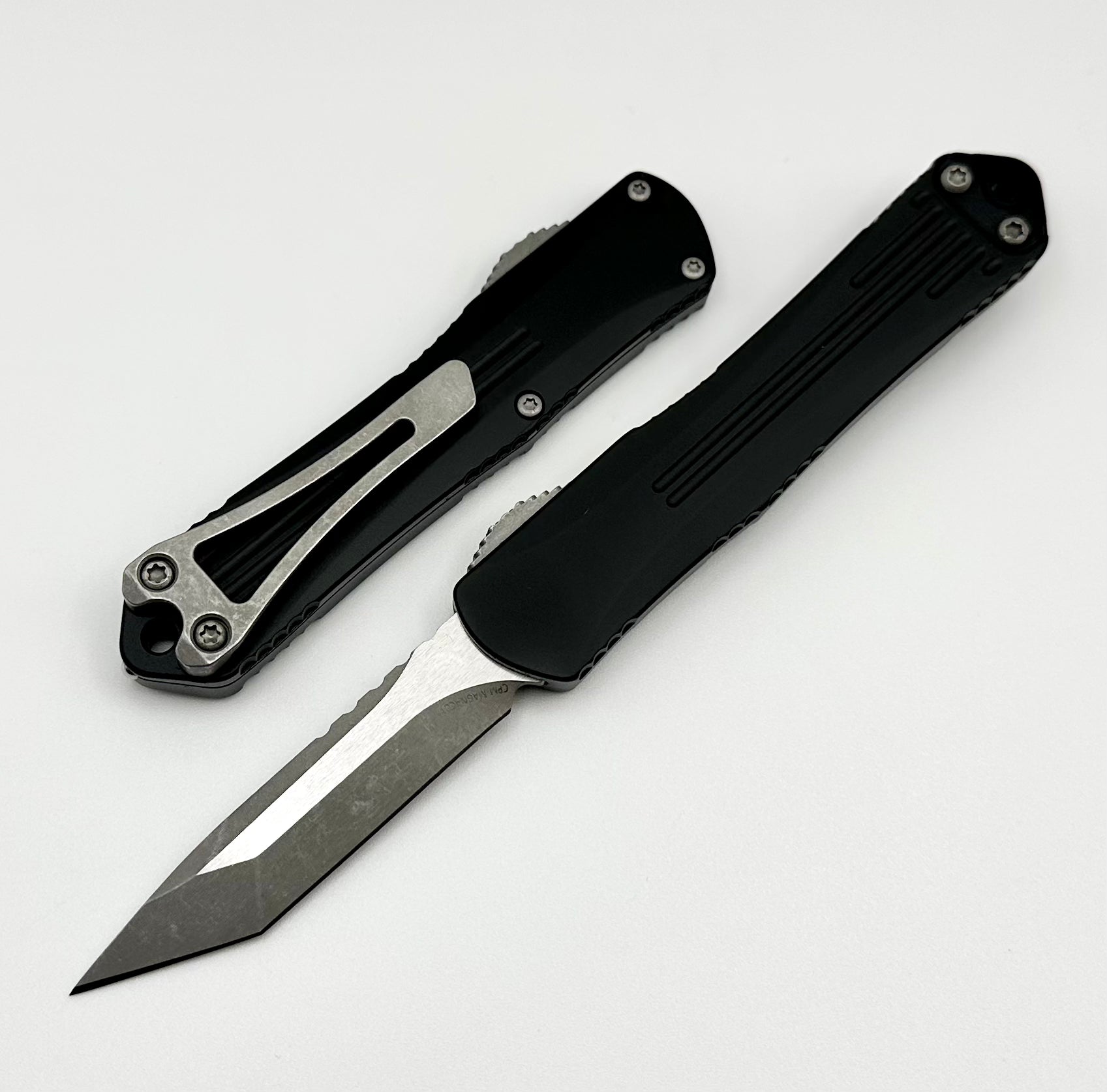 Heretic Knives Manticore S Tactical OTF Knife - Battleworn Magnacut Tanto & Black