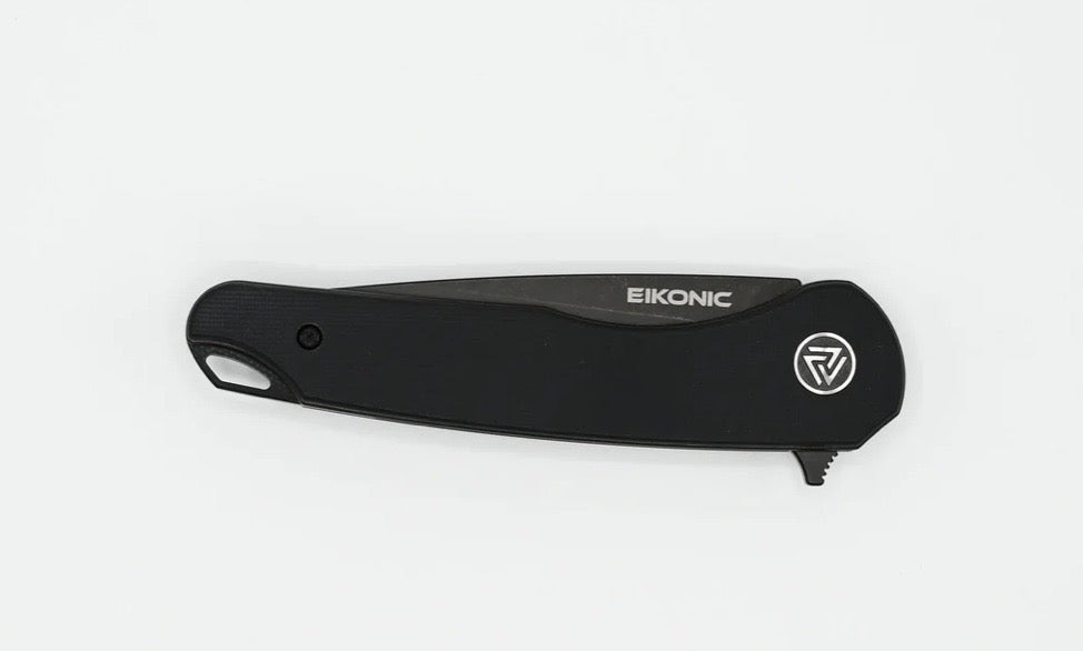 Eikonic Dromas Folding Knife - Premium Black G-10 & D2 Steel Blade