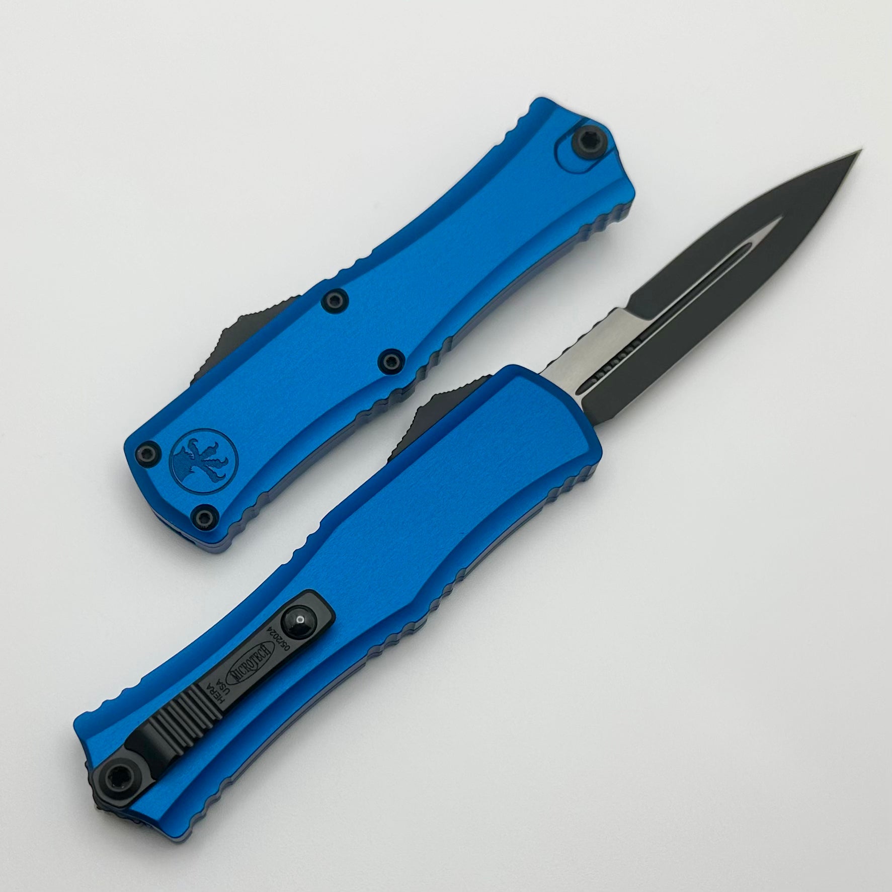 Premium Microtech Mini Hera EDC Knife - M390MK Blade, Blue Aluminum Handle