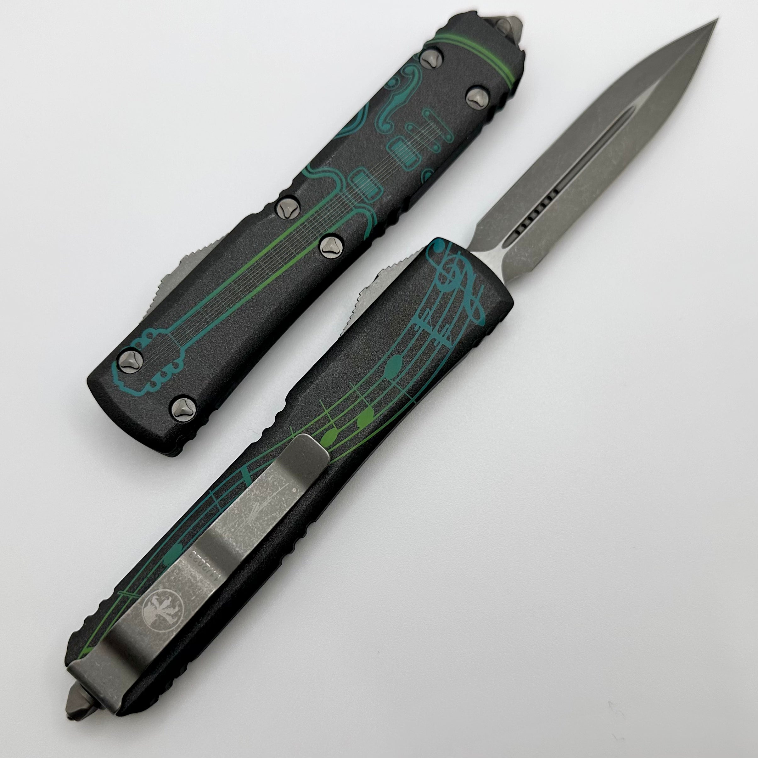 Microtech Ultratech NCKS 2023 Premium Teal & Green Double Edge Apocalyptic Knife