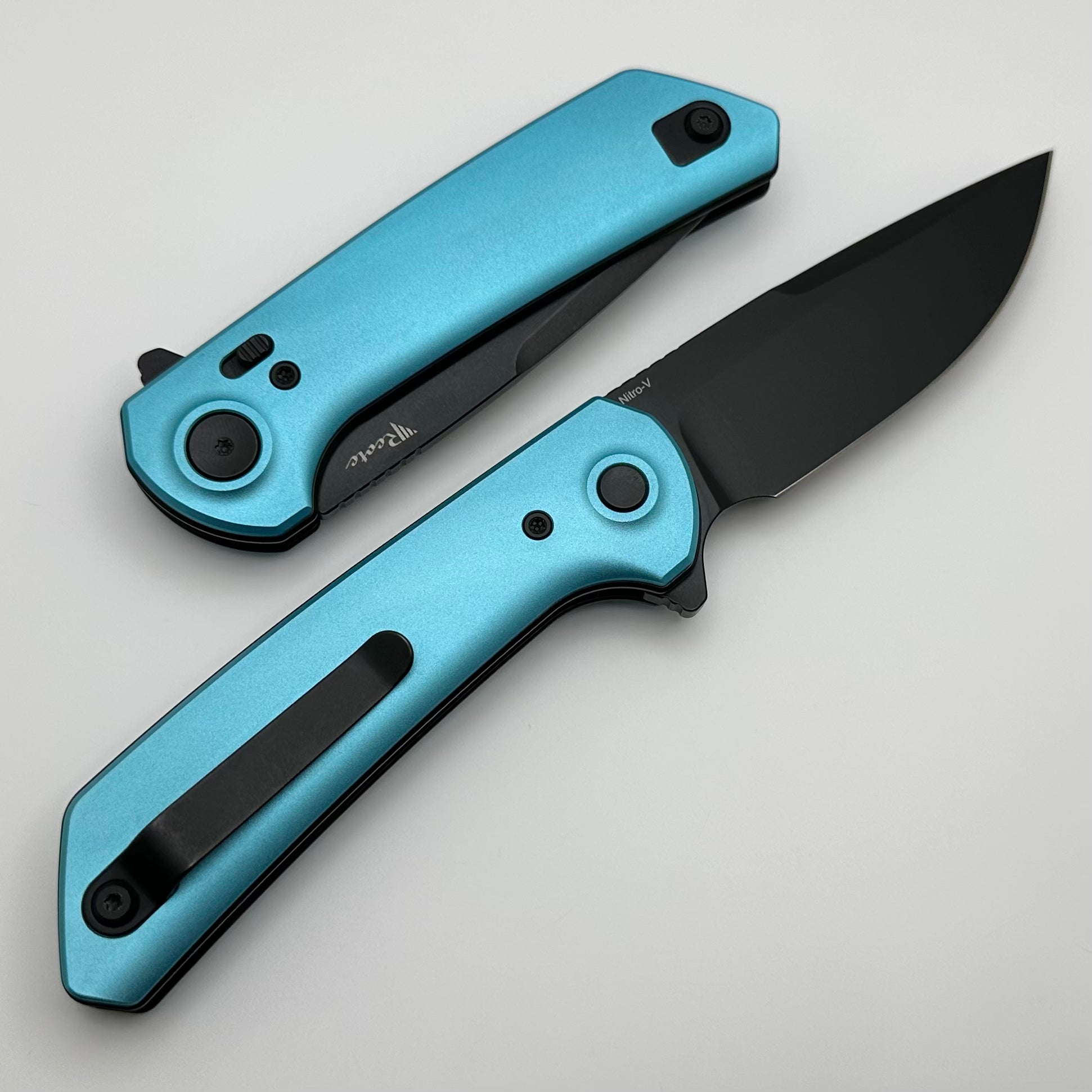 Premium Reate PL-XF Folding Knife - Blue Aluminum Handles & PVD Nitro-V Blade