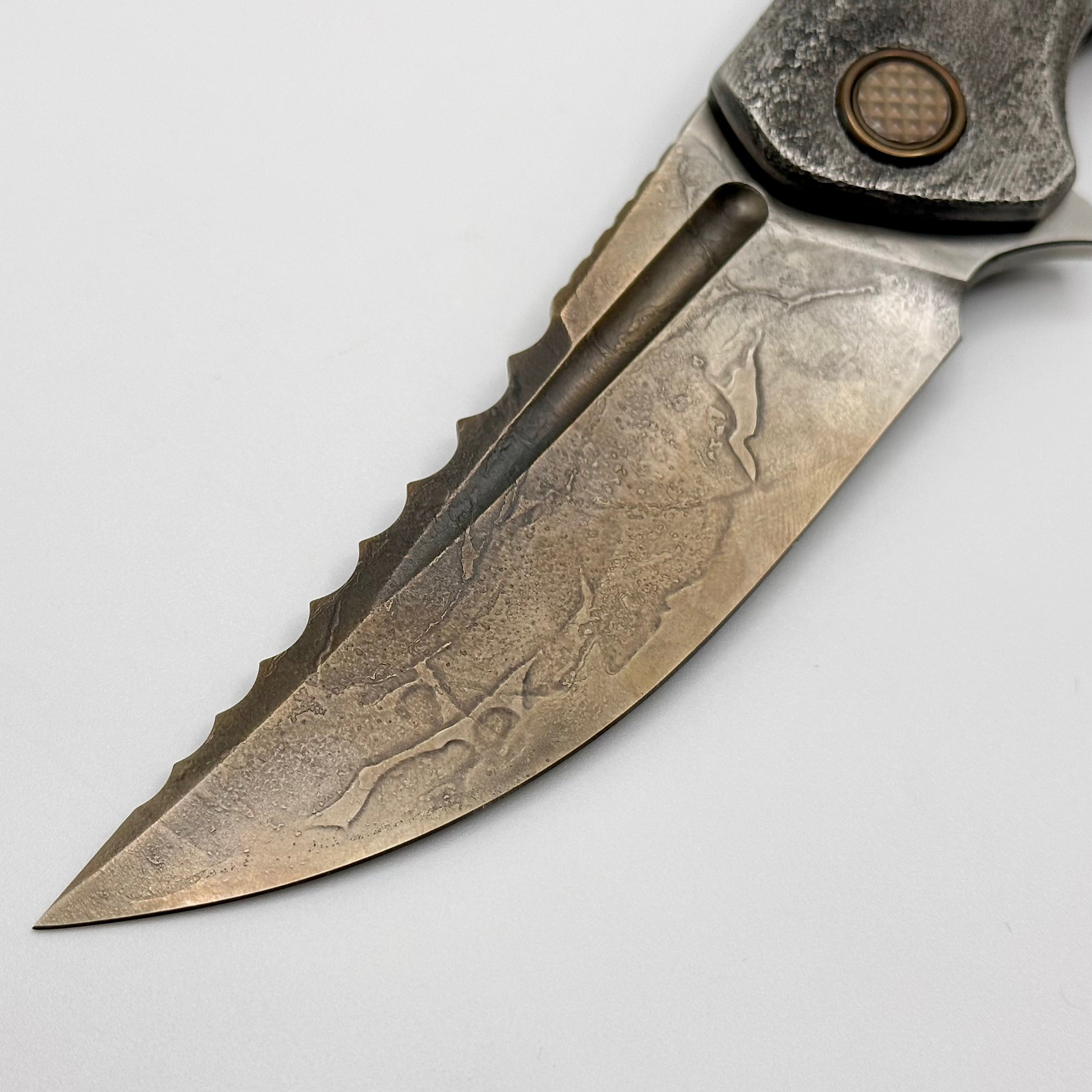 Premium Custom Knife Factory ONE OFF Textured Titanium Marauder - Ultimate Collector's Edition