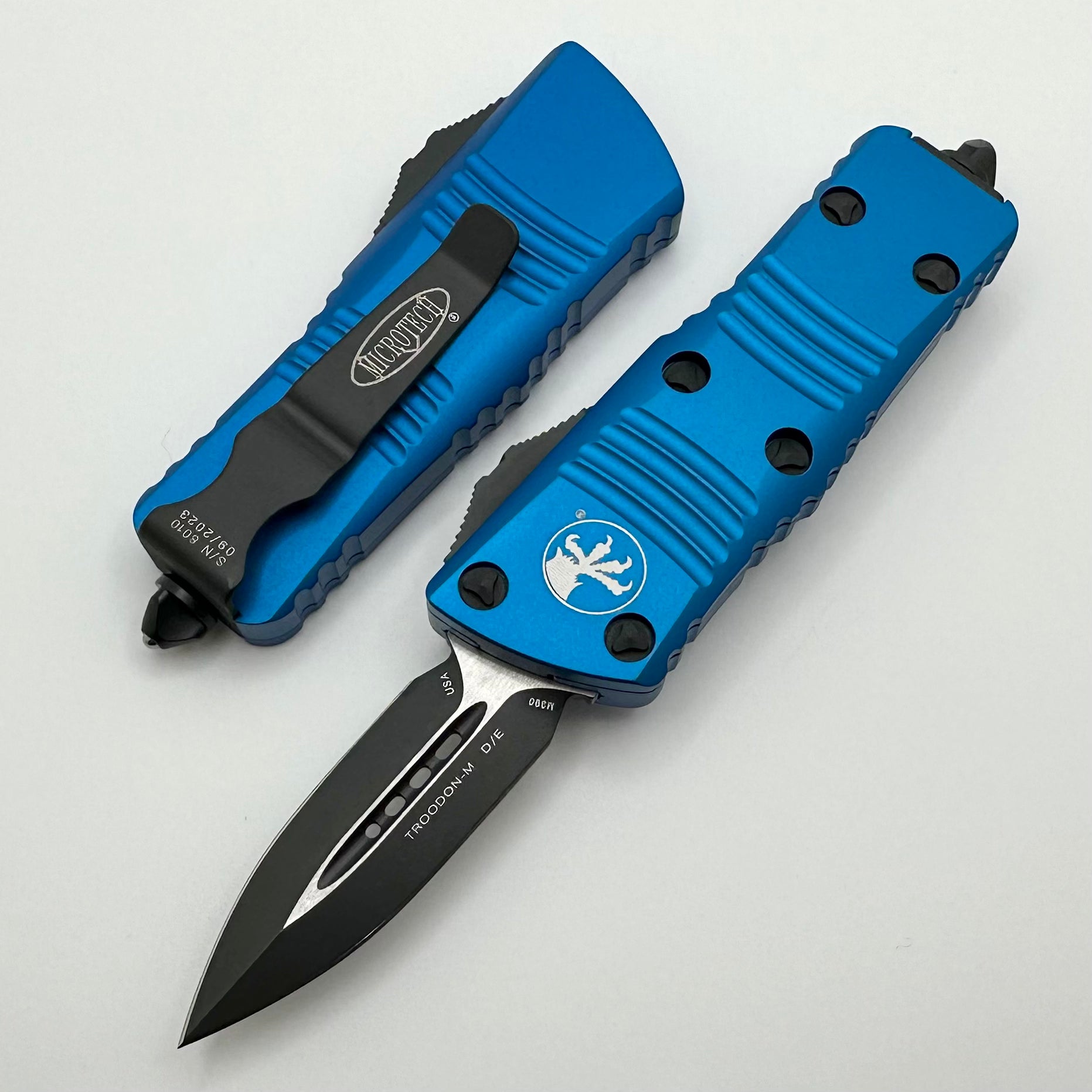 Premium Microtech Mini Troodon Double Edge Blue EDC Knife