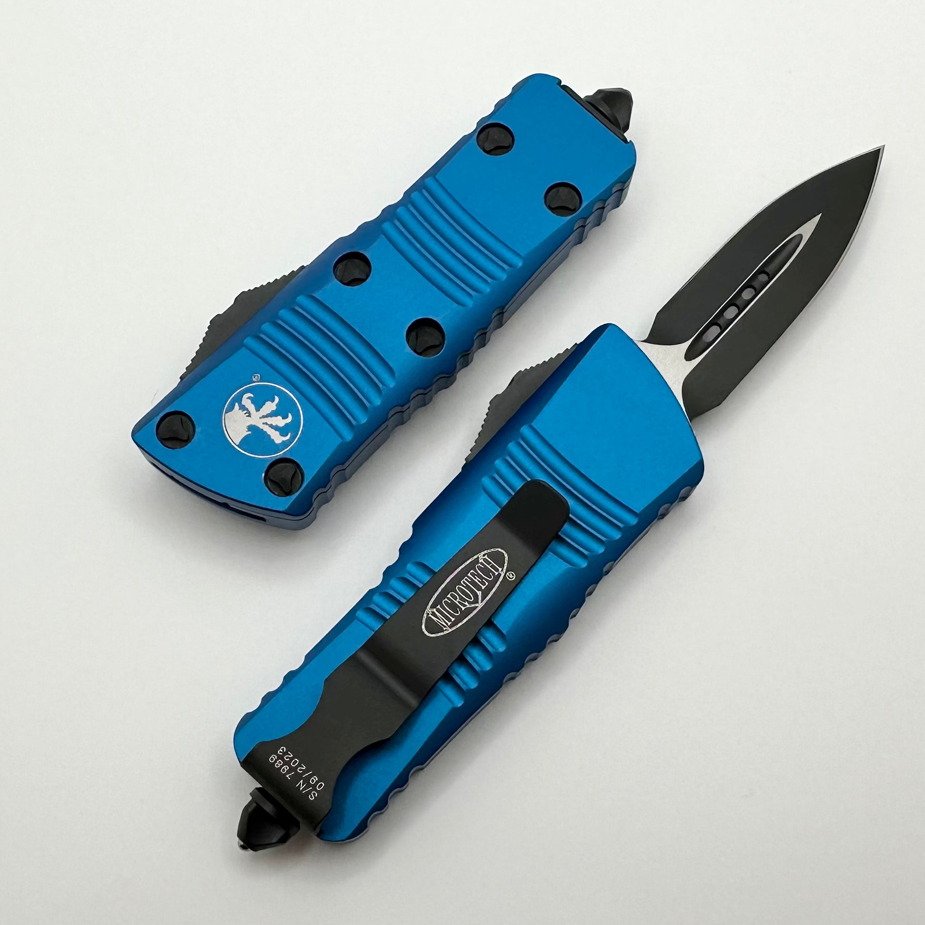 Premium Microtech Mini Troodon Double Edge Blue EDC Knife