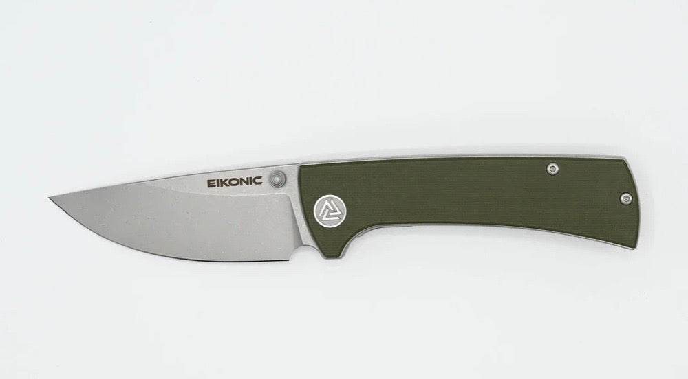 Eikonic RCK9 Premium EDC Knife - Olive G-10 & D2 Steel