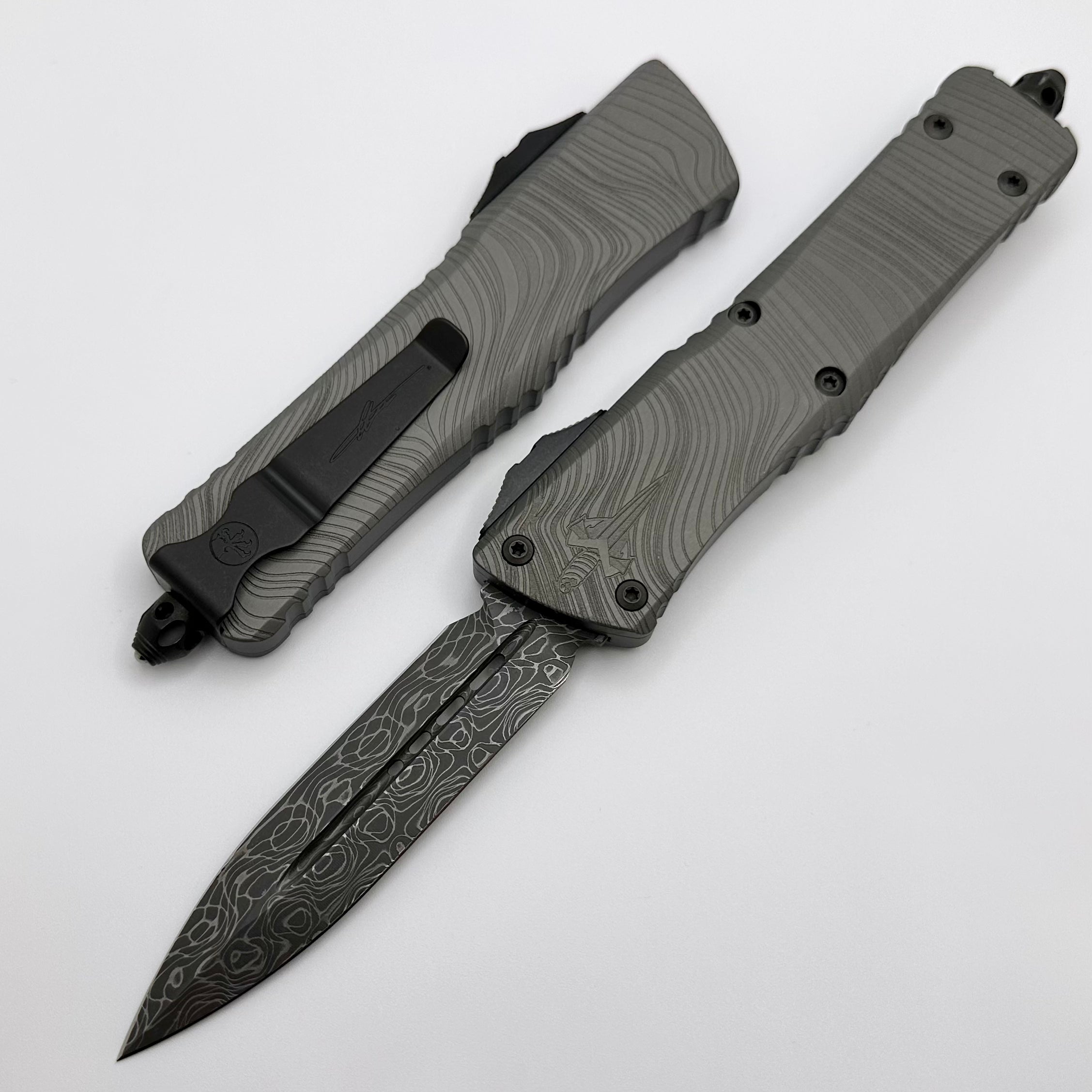 Microtech Combat Troodon Beskar Damascus OTF Knife - Premium Tactical EDC