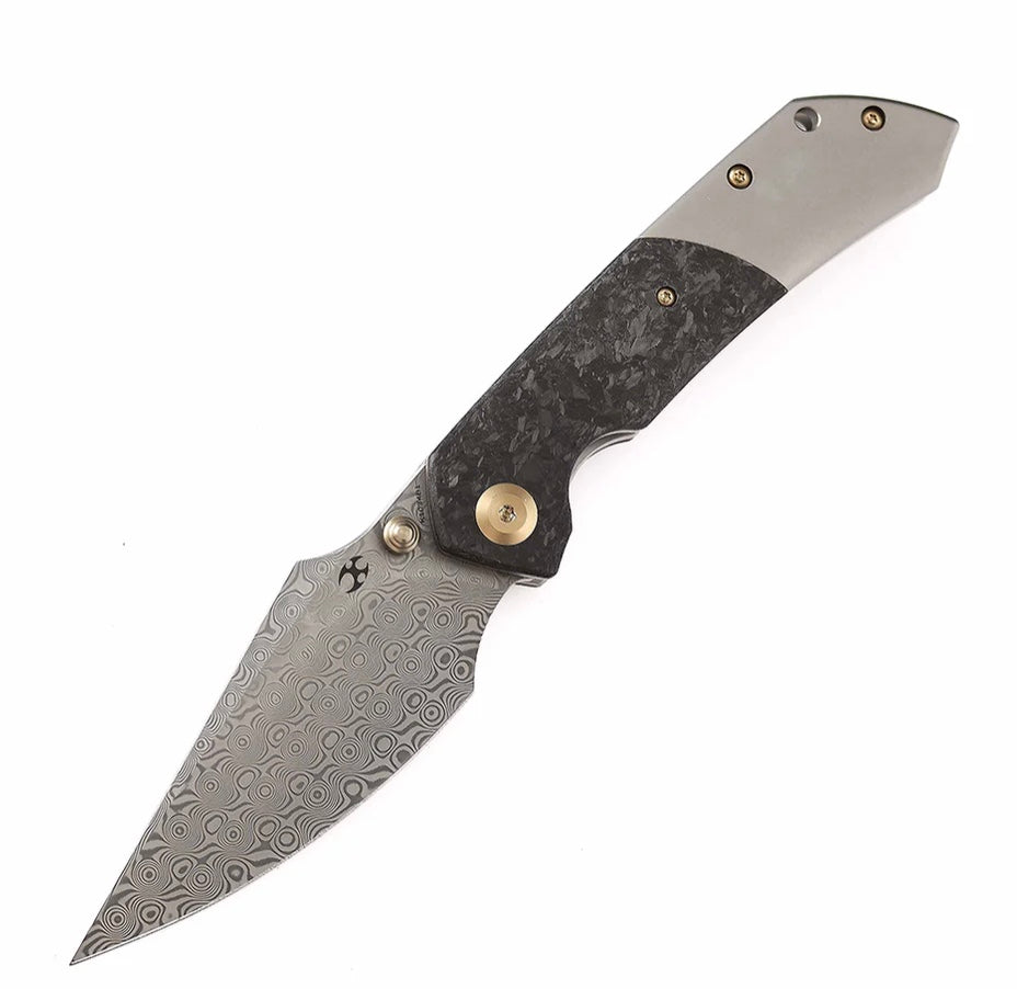 Kansept Fenrir Shred Carbon Fiber & Titanium Damascus EDC Knife - Ultimate Precision Tool