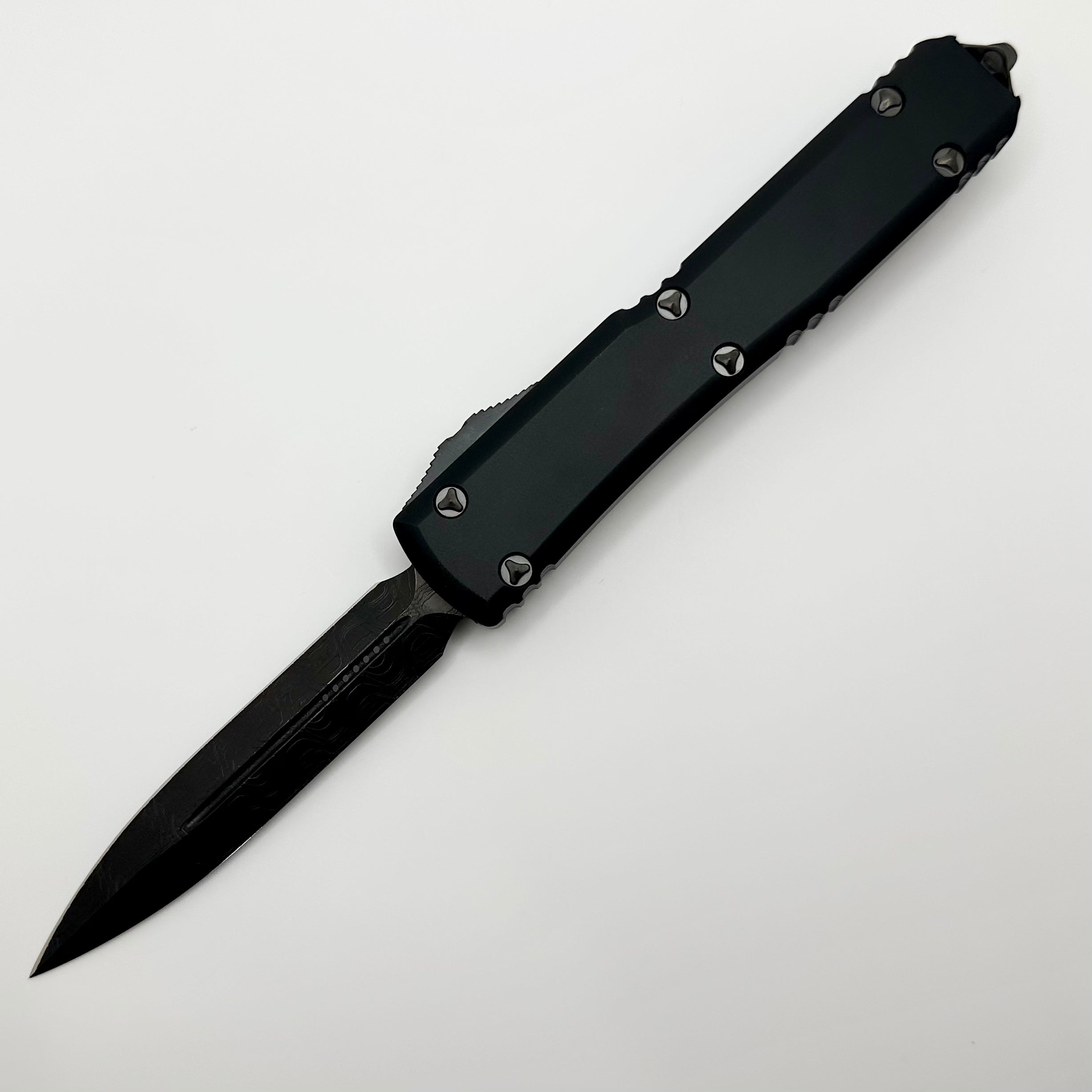 Microtech Ultratech Premium DLC Damascus Double Edge Shadow Series - Ultimate Tactical Knife