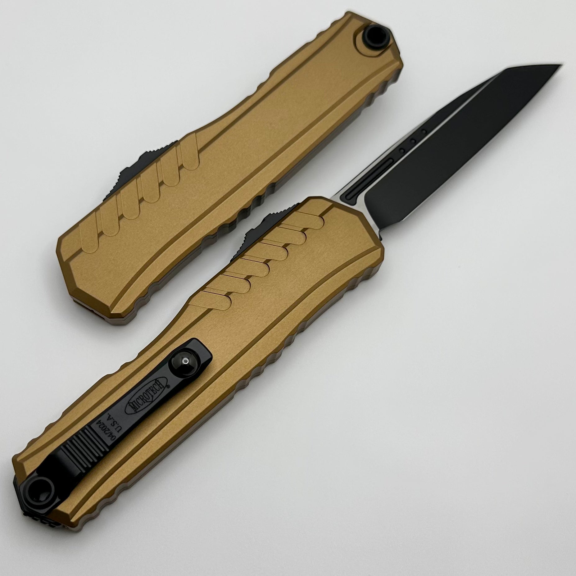 Microtech Cypher II Ultimate Tactical Knife - Black S/E & Tan Handle